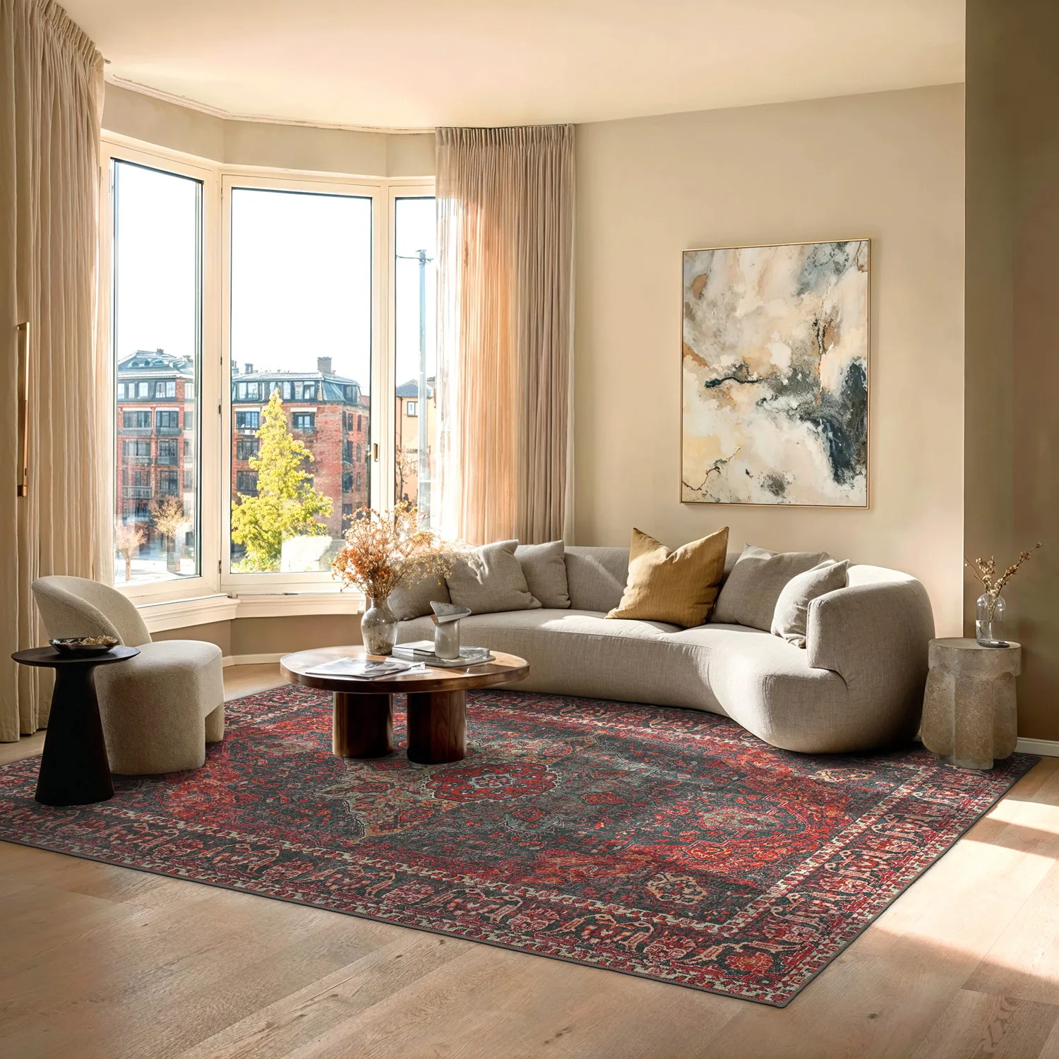 Tapete de tecelagem plana - Velamir (vermelho)