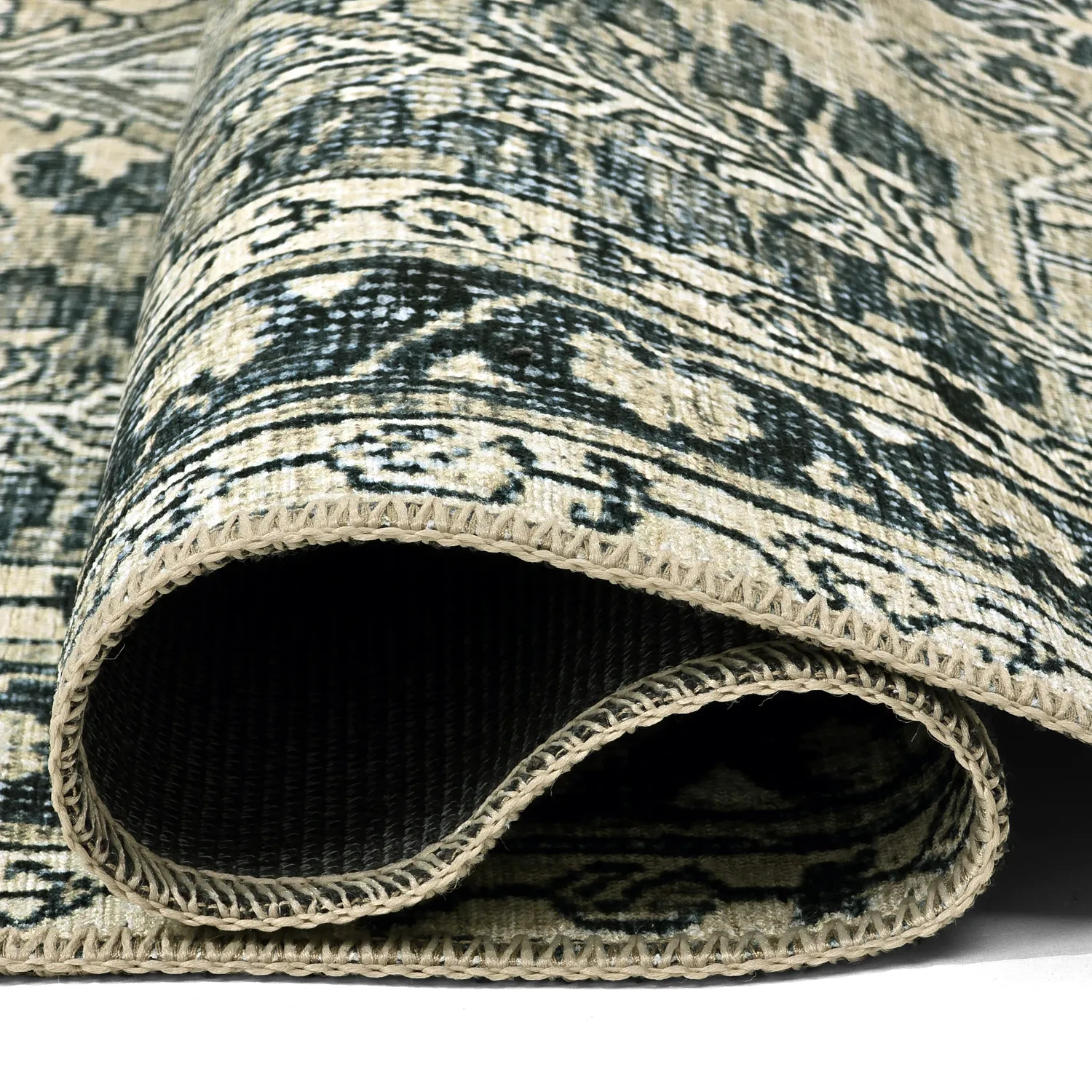 Tapete de tecelagem plana - Yasirah (azul/verde)