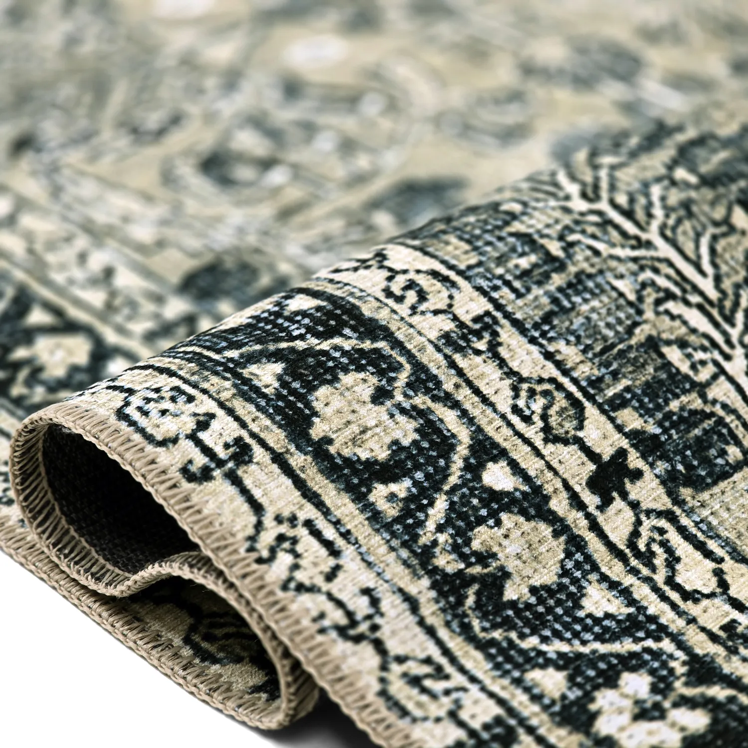 Tapete de tecelagem plana - Yasirah (azul/verde)