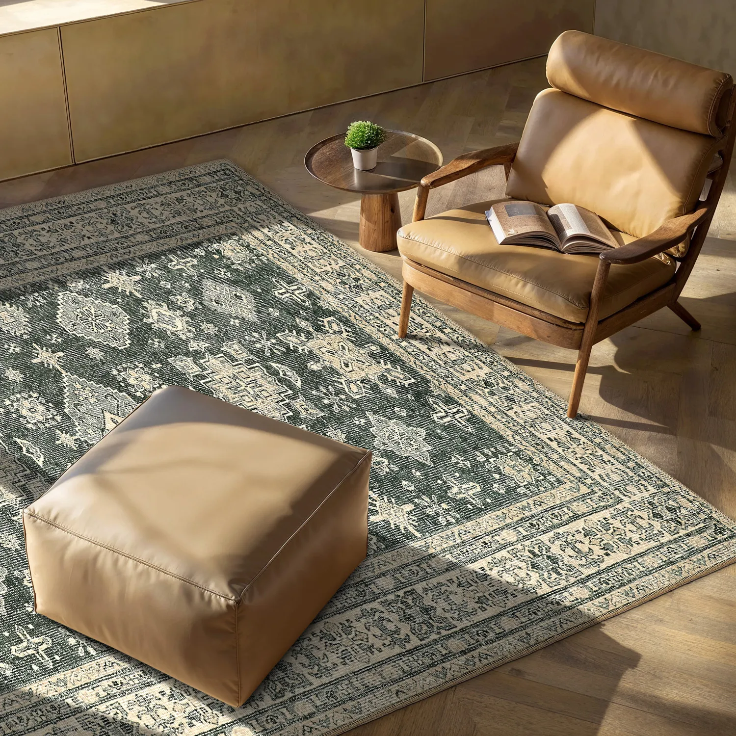 Tapete de tecelagem plana - Zuleina (verde)