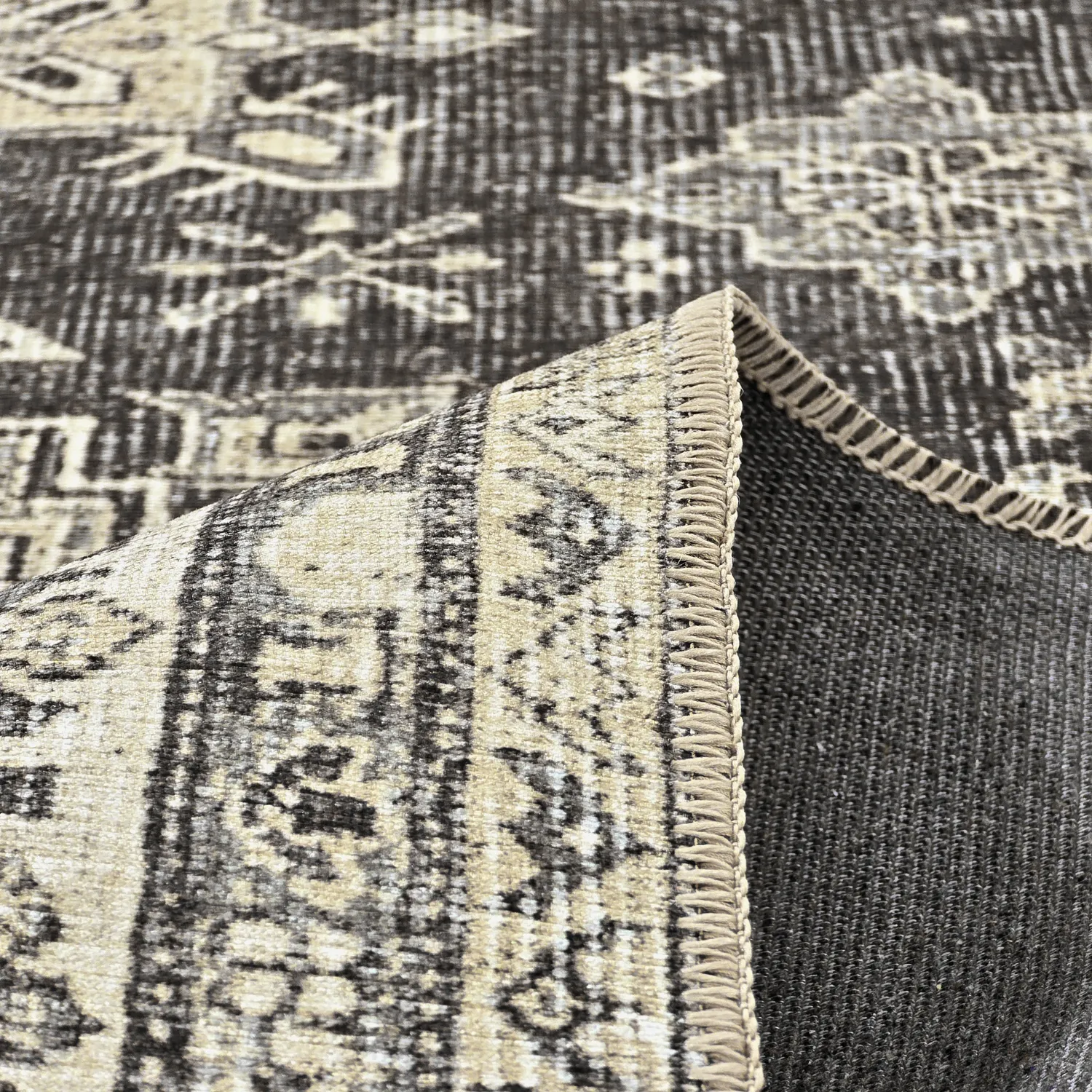 Tapete de tecelagem plana - Zuleina (cinza escuro)