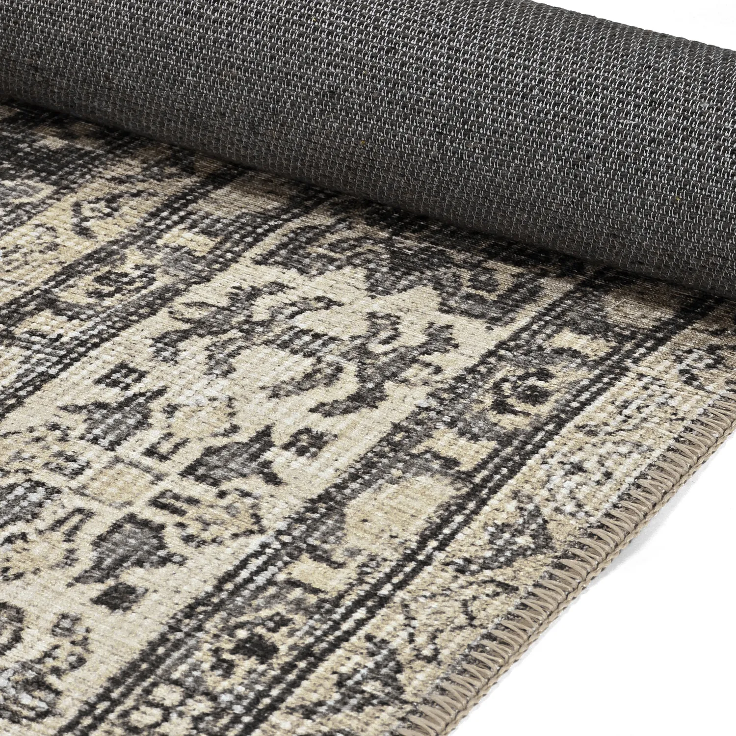 Tapete de tecelagem plana - Zuleina (cinza escuro)