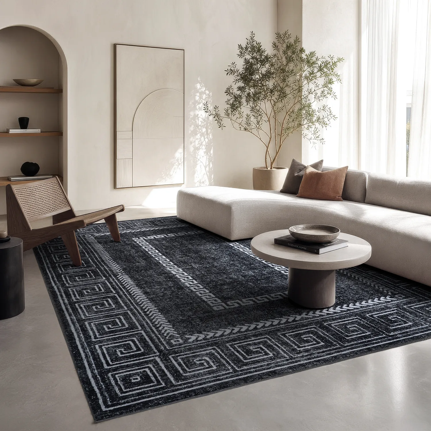 Tapete de tecelagem plana - Ankara Versace (preto)