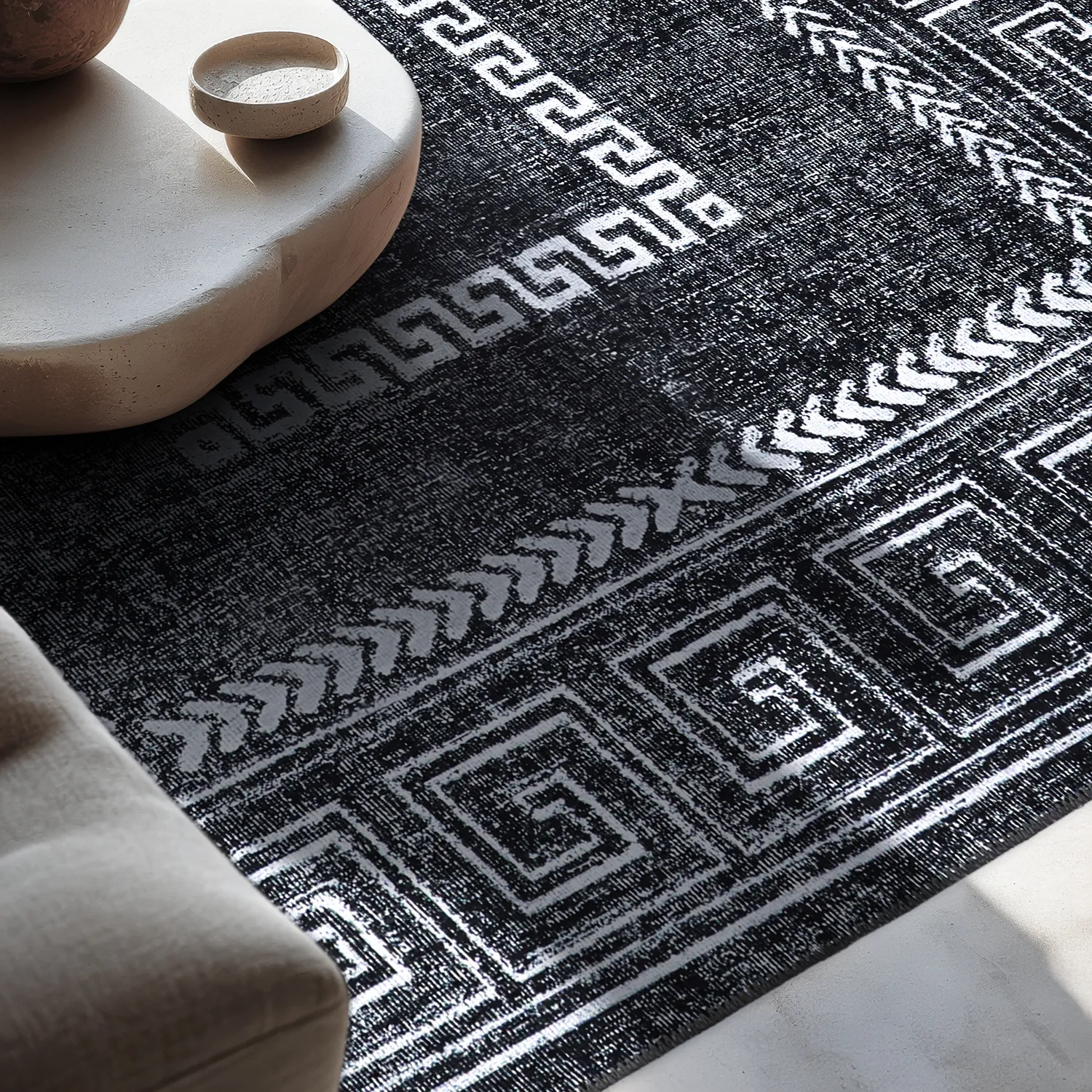 Tapete de tecelagem plana - Ankara Versace (preto)