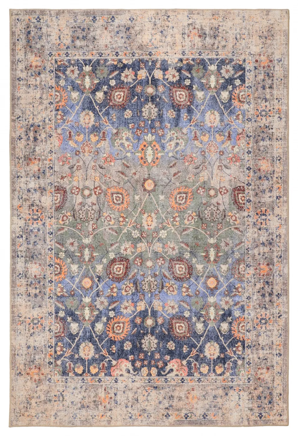 Tapete de tecelagem plana - Bouhjar (azul-marinho/multi)