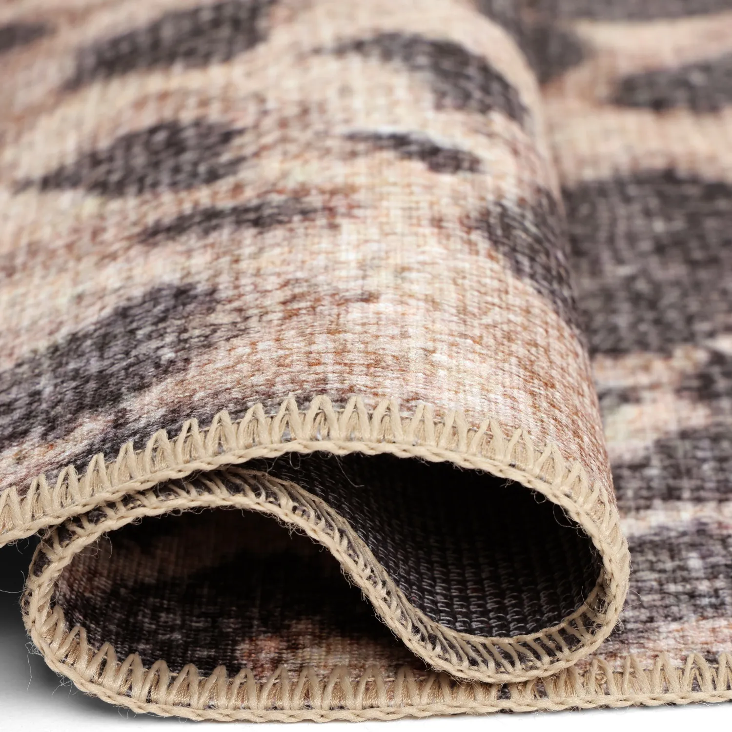 Tapete de tecelagem plana - Cheetah (bege/preto)