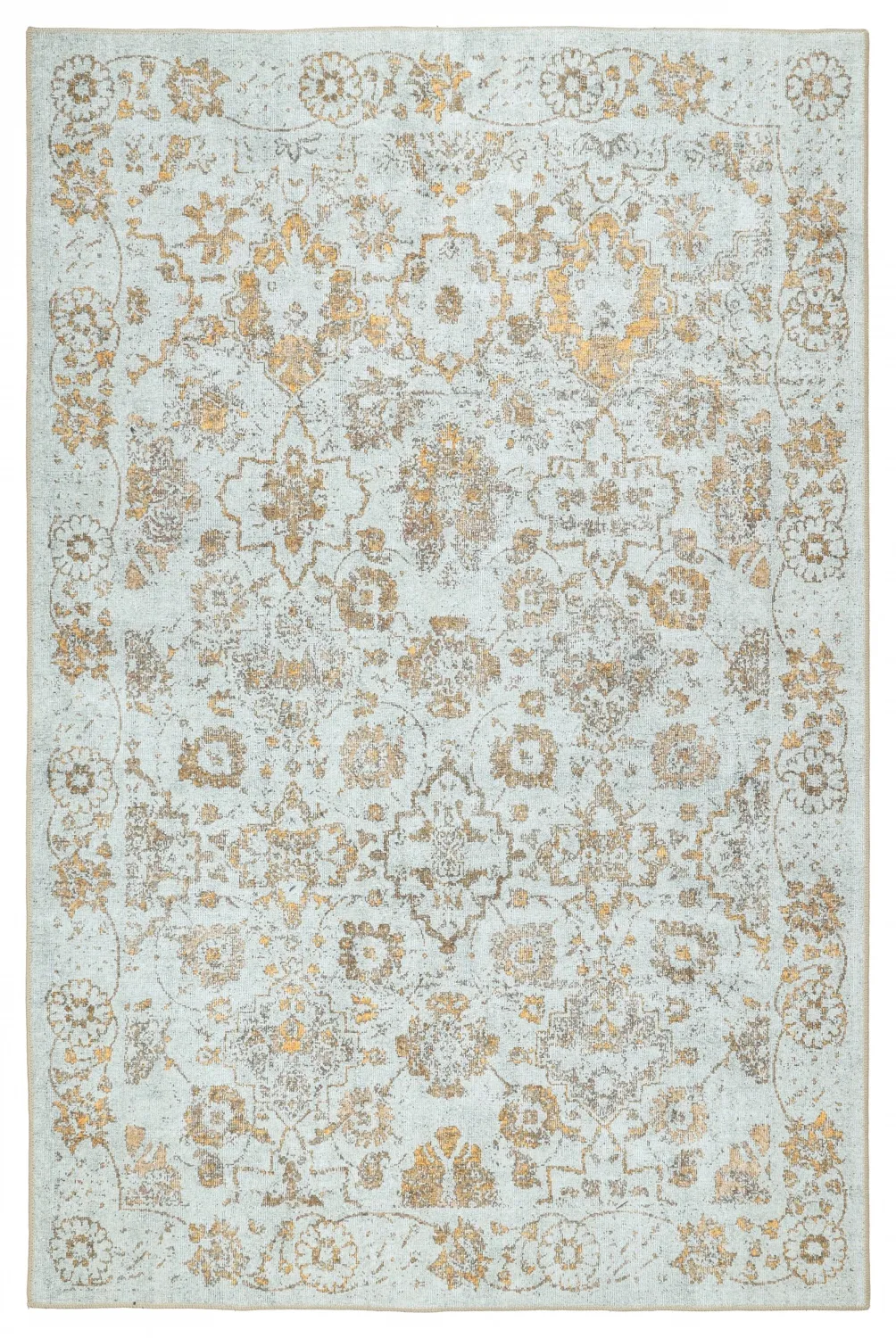 Tapete de tecelagem plana - Fernana (branco/ouro)