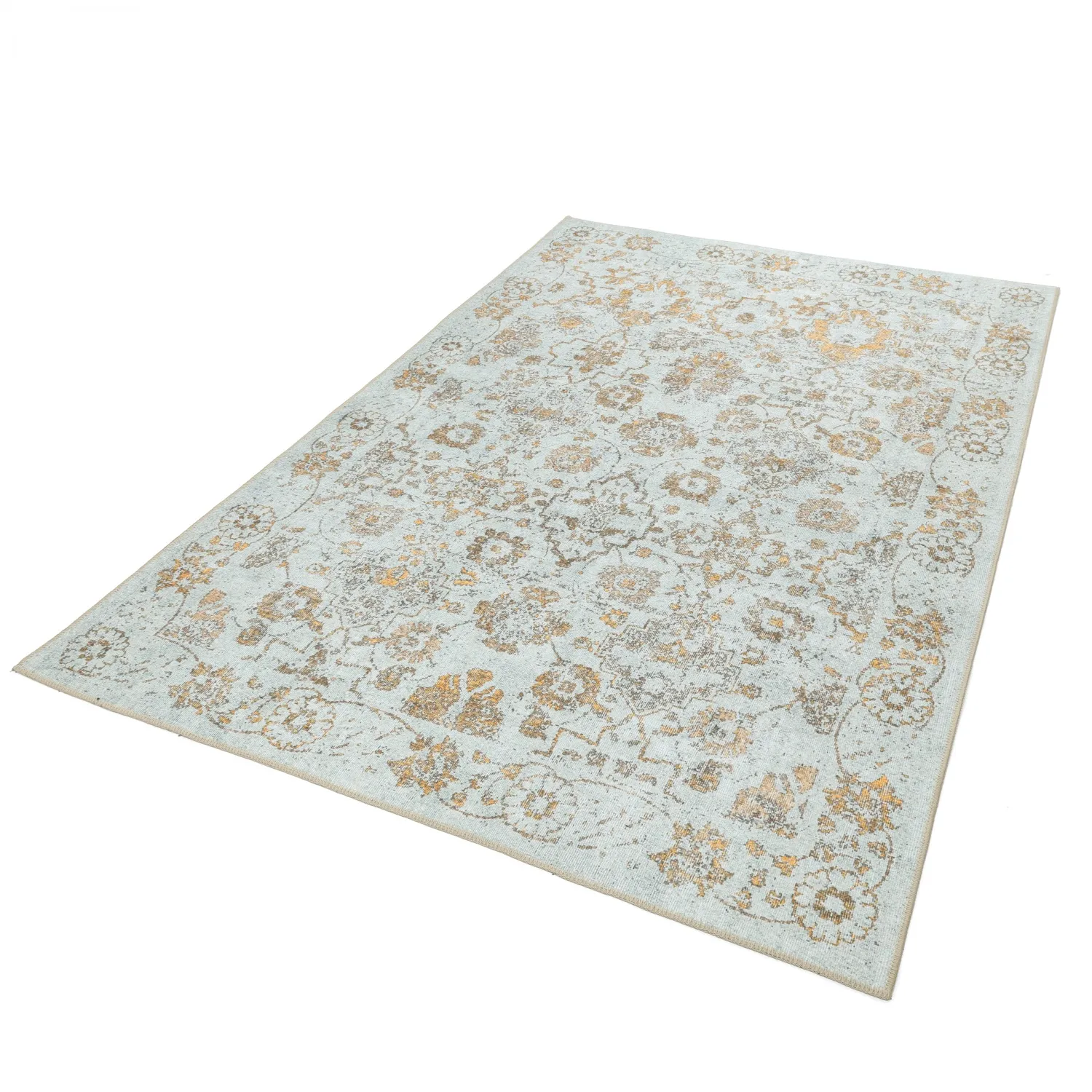 Tapete de tecelagem plana - Fernana (branco/ouro)