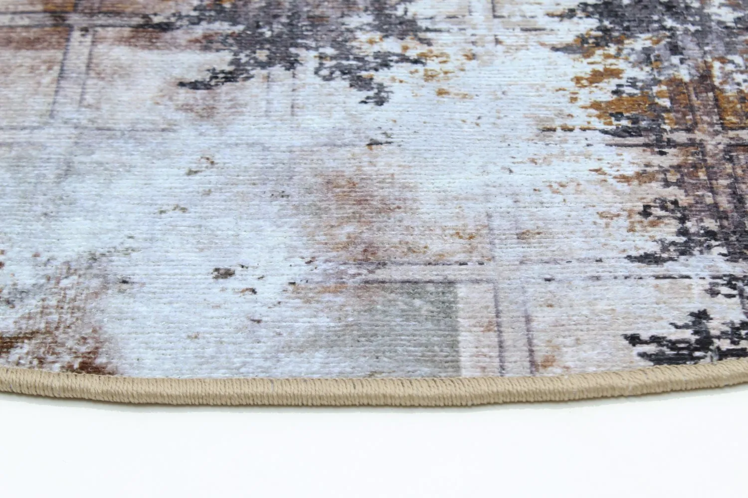 Tapete redondo - Flores (preto/marrom/branco)