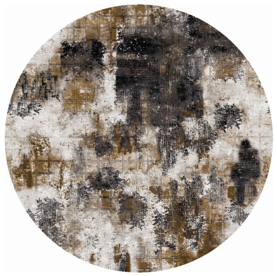 Tapete redondo - Flores (preto/marrom/branco)