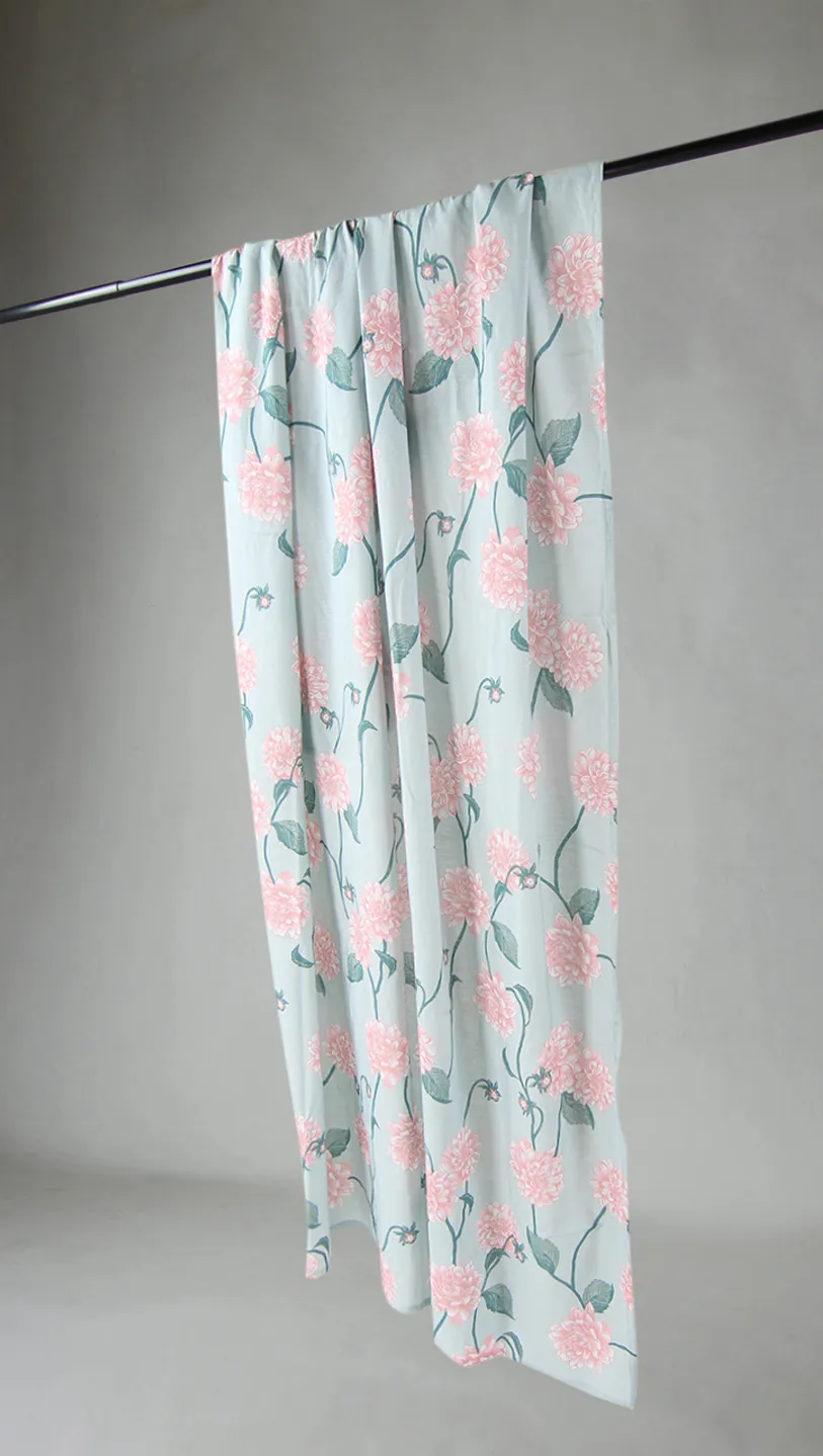 Cortinas - Cortina de algodão Alyssa (verde/rosa)