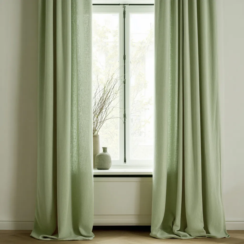 Cortinas - Cortina imitação de linho Andrada (verde claro)