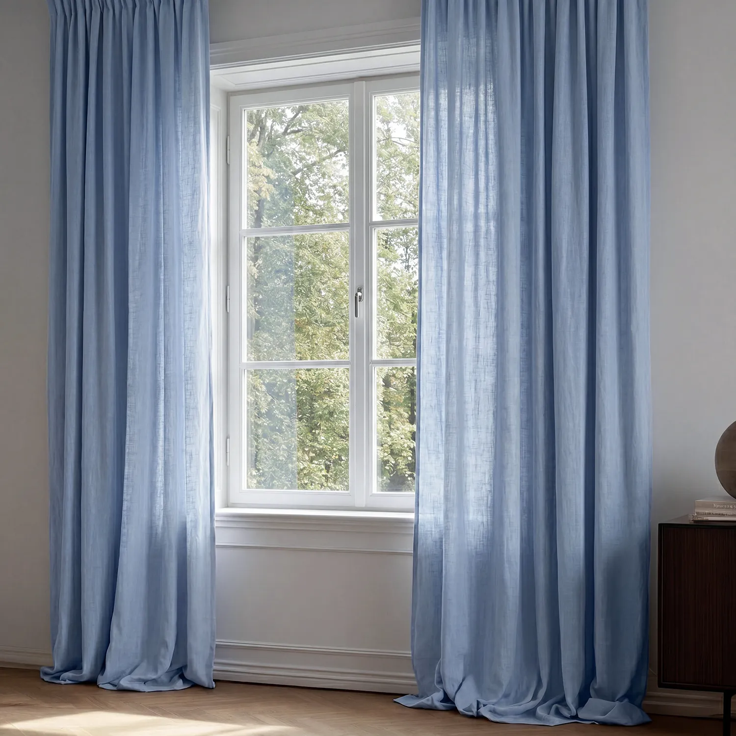 Cortinas - Cortina imitação de linho Andrada (azul escuro)