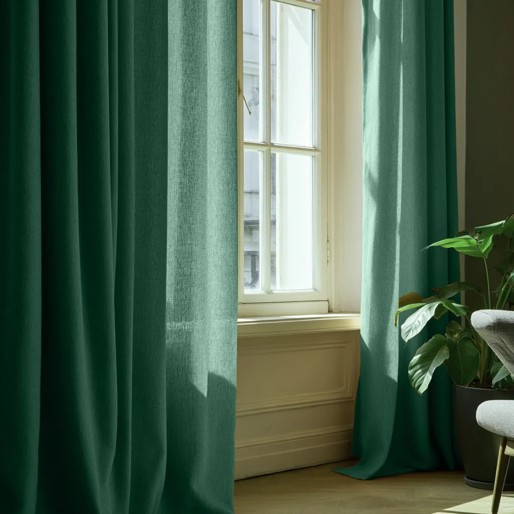 Cortinas - Cortina imitação de linho Andrada (verde escuro)