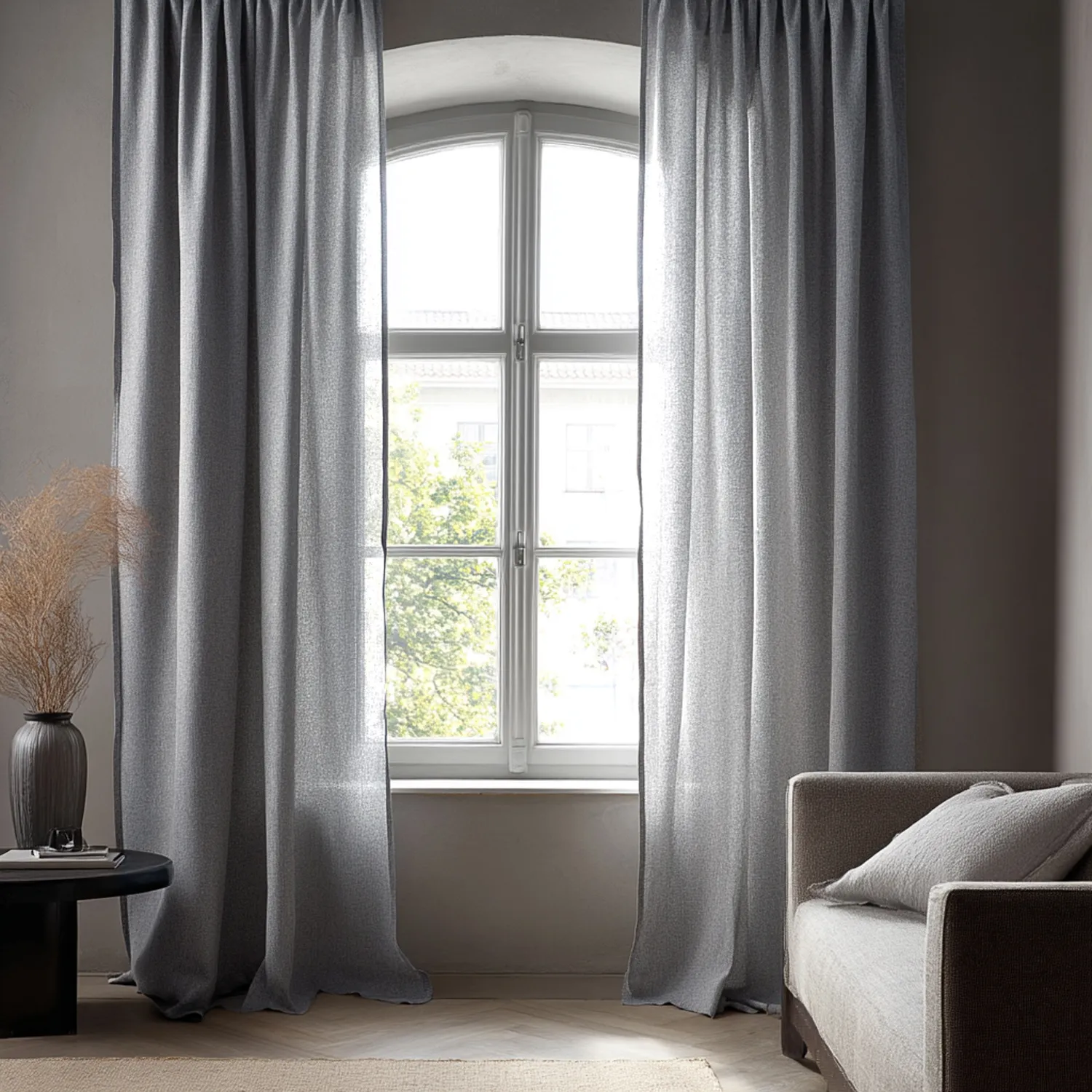 Cortinas - Cortina de linho Cosmina (cinza escuro)