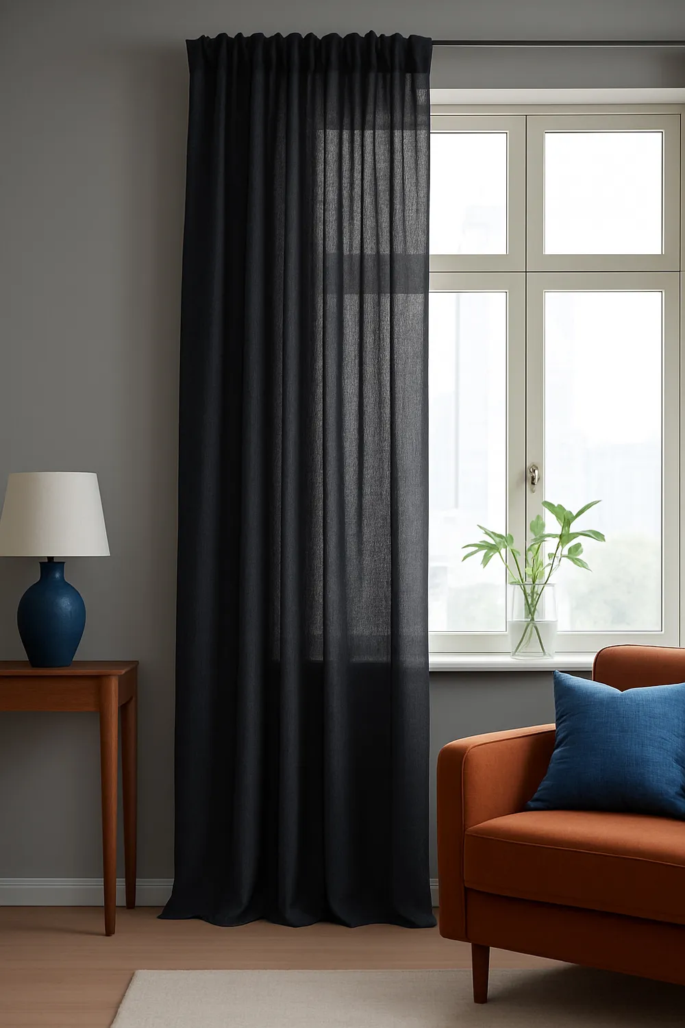 Cortinas - Cortina de linho Cosmina (preto)