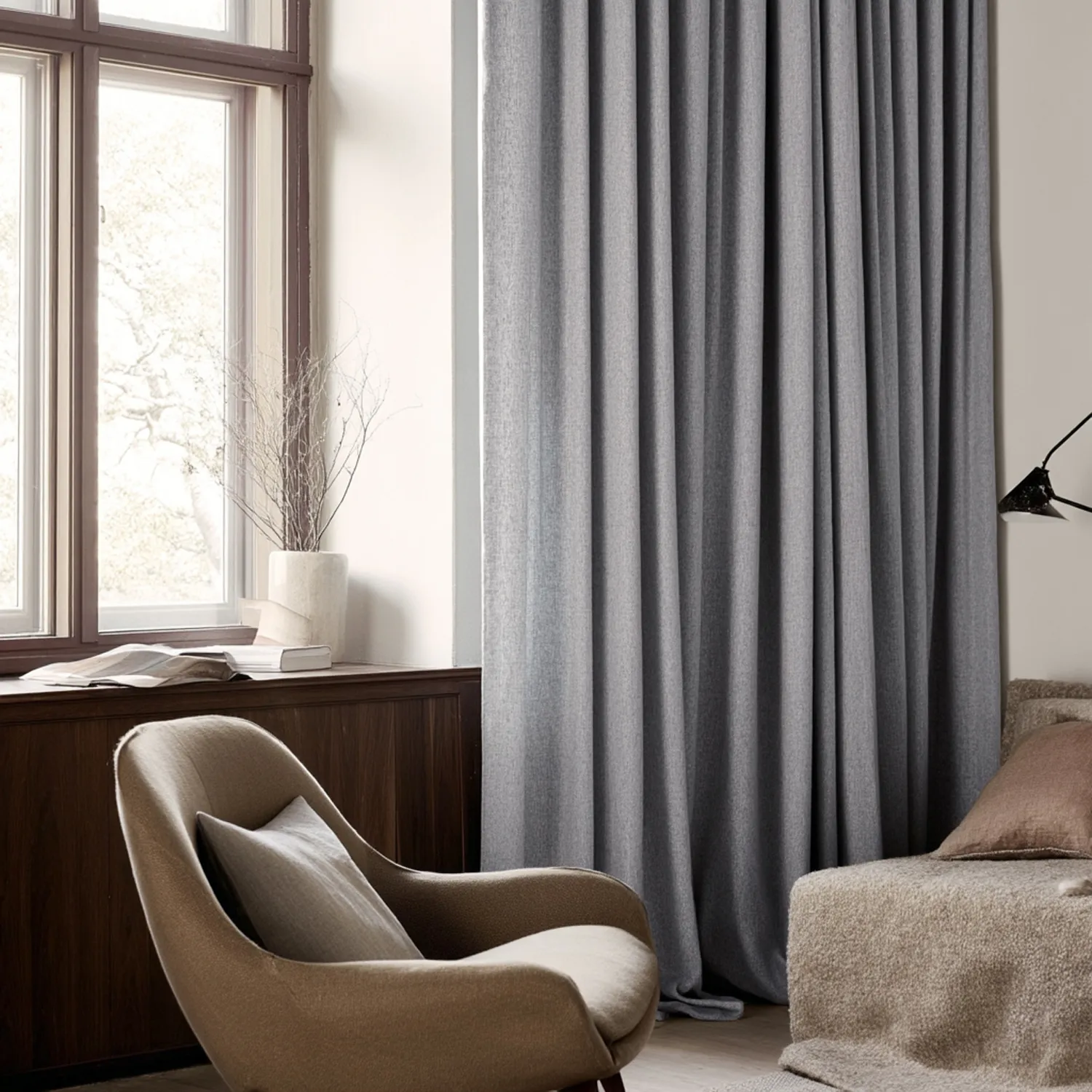 Cortinas - Cortina de linho Melania (cinza claro)