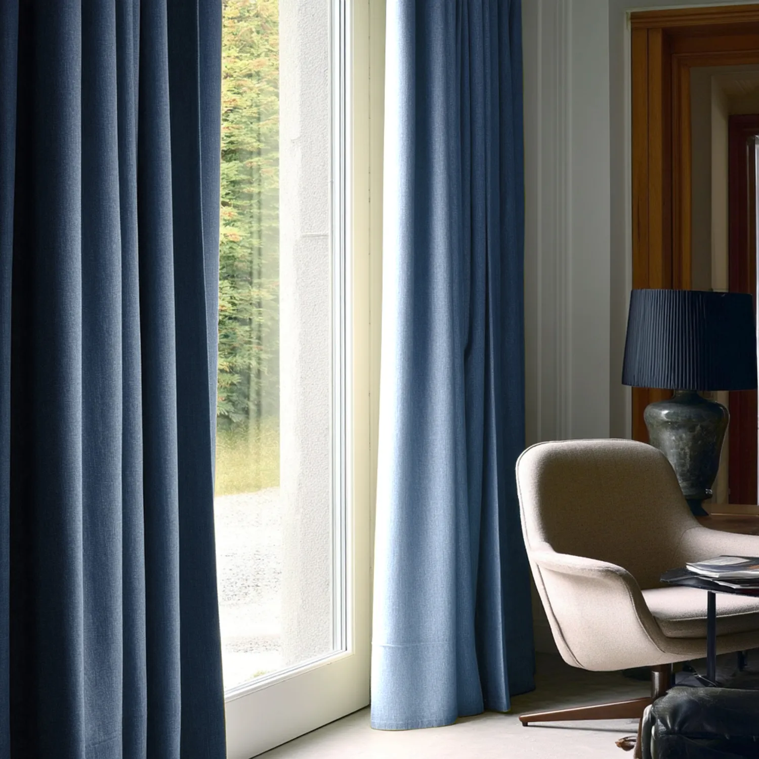 Cortinas - Cortina de linho Melania (azul escuro)