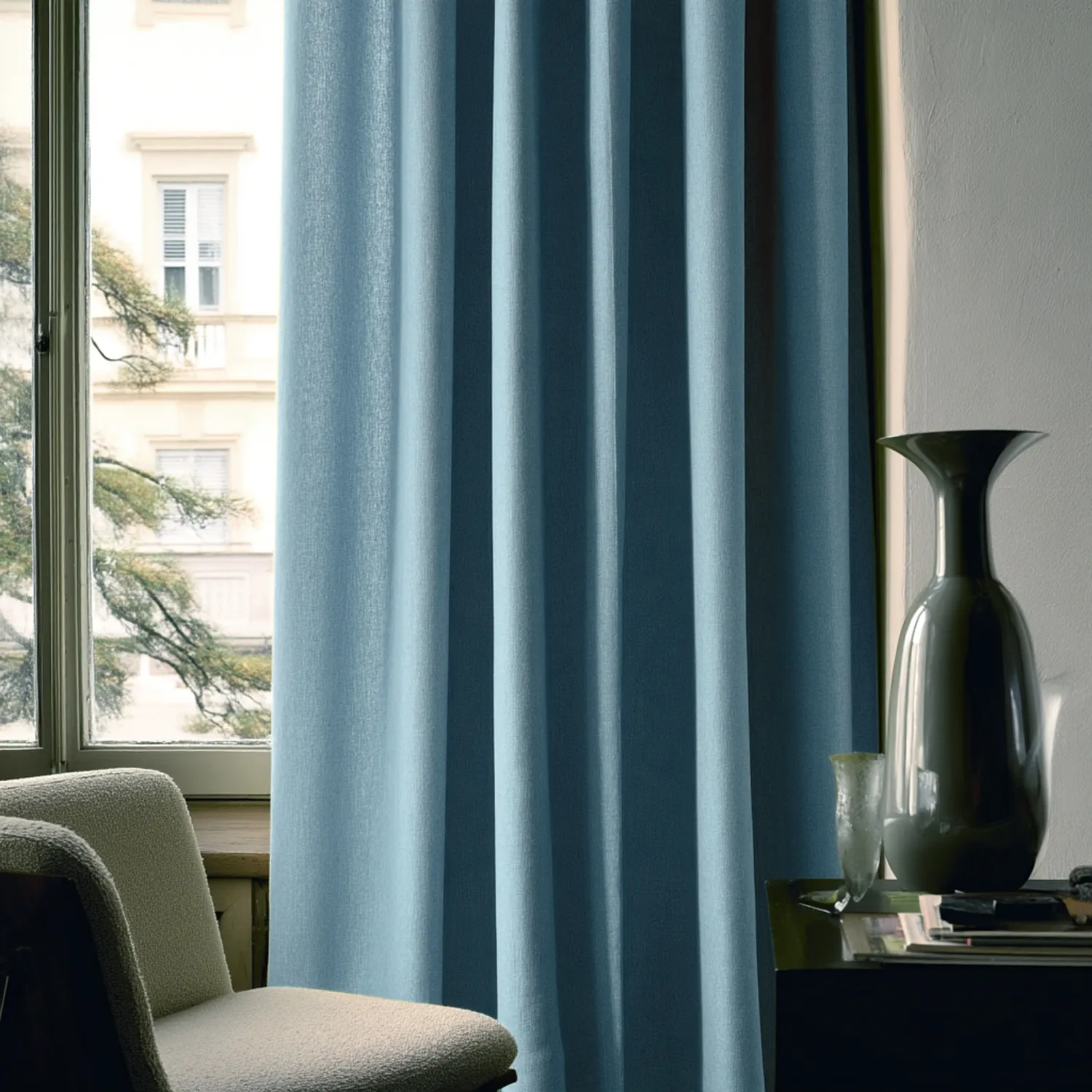 Cortinas - Cortina de linho Melania (turquesa escuro)