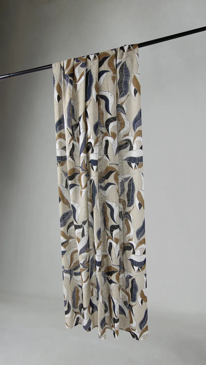 Cortinas - Cortina de algodão - Amalie (cinza/azul)