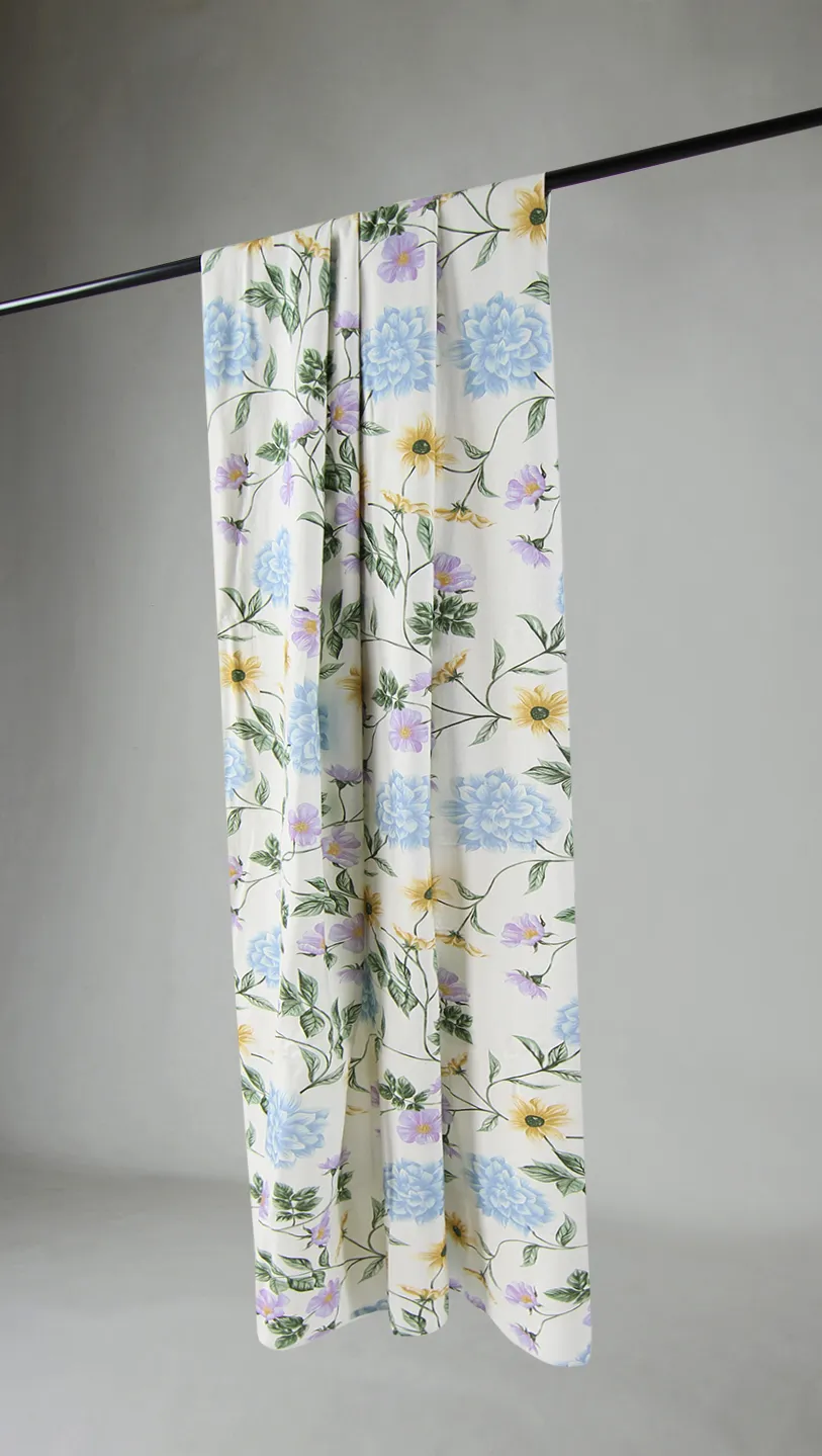 Cortinas - Cortina de algodão Dahlia (azul)