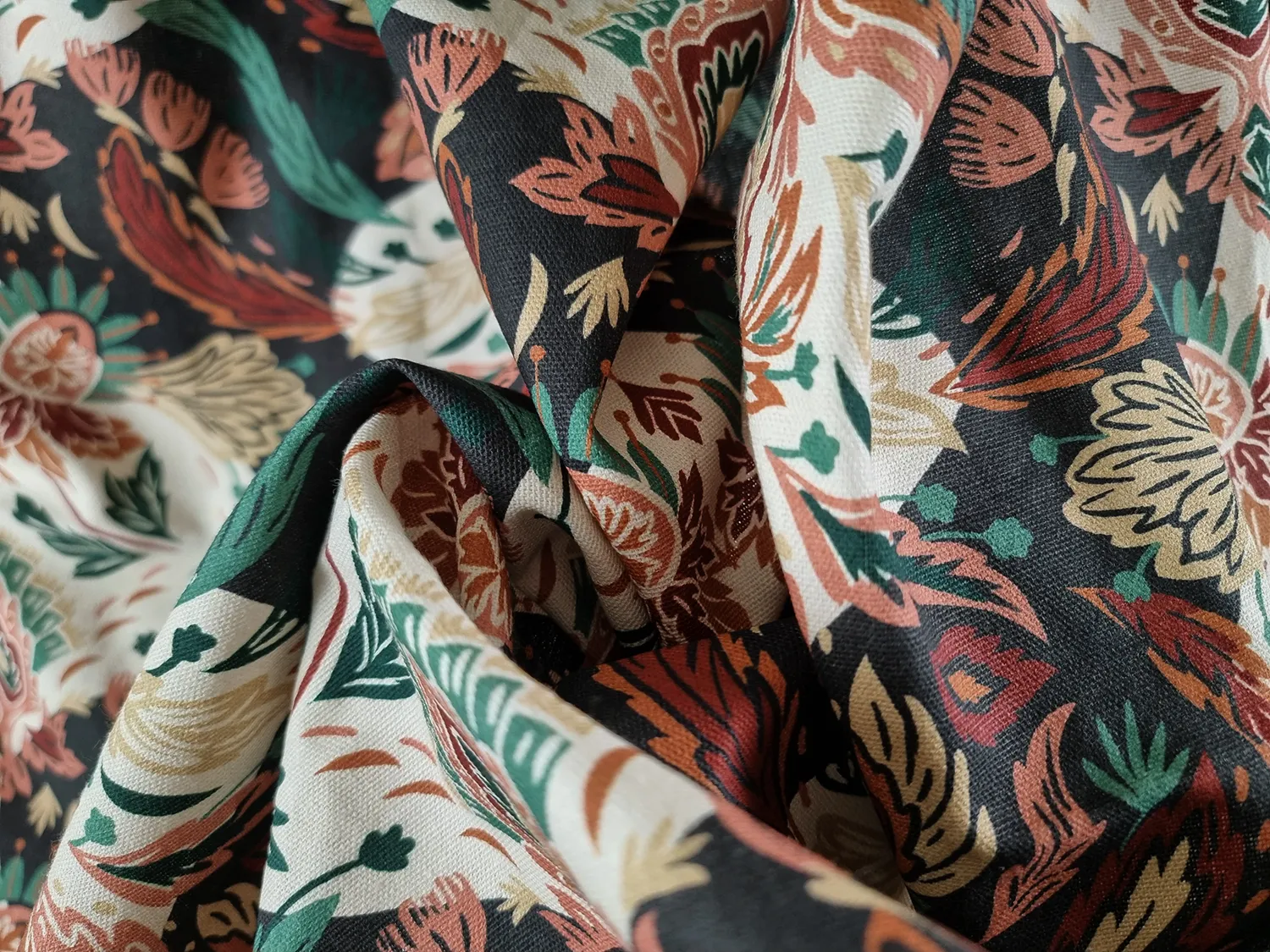 Cortinas - Cortina de algodão Paula (azul/multi)