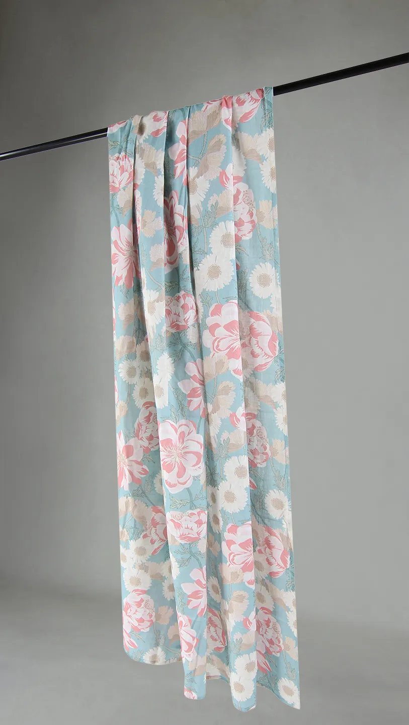 Cortinas - Cortina de algodão Serena (turquesa/rosa)