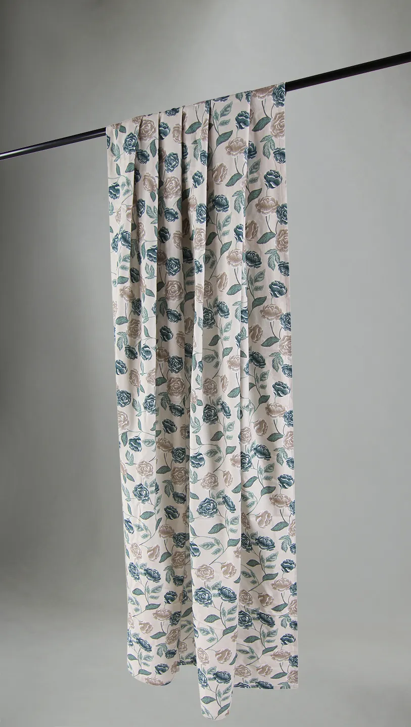 Cortinas - Cortina de algodão Wreath (azul)