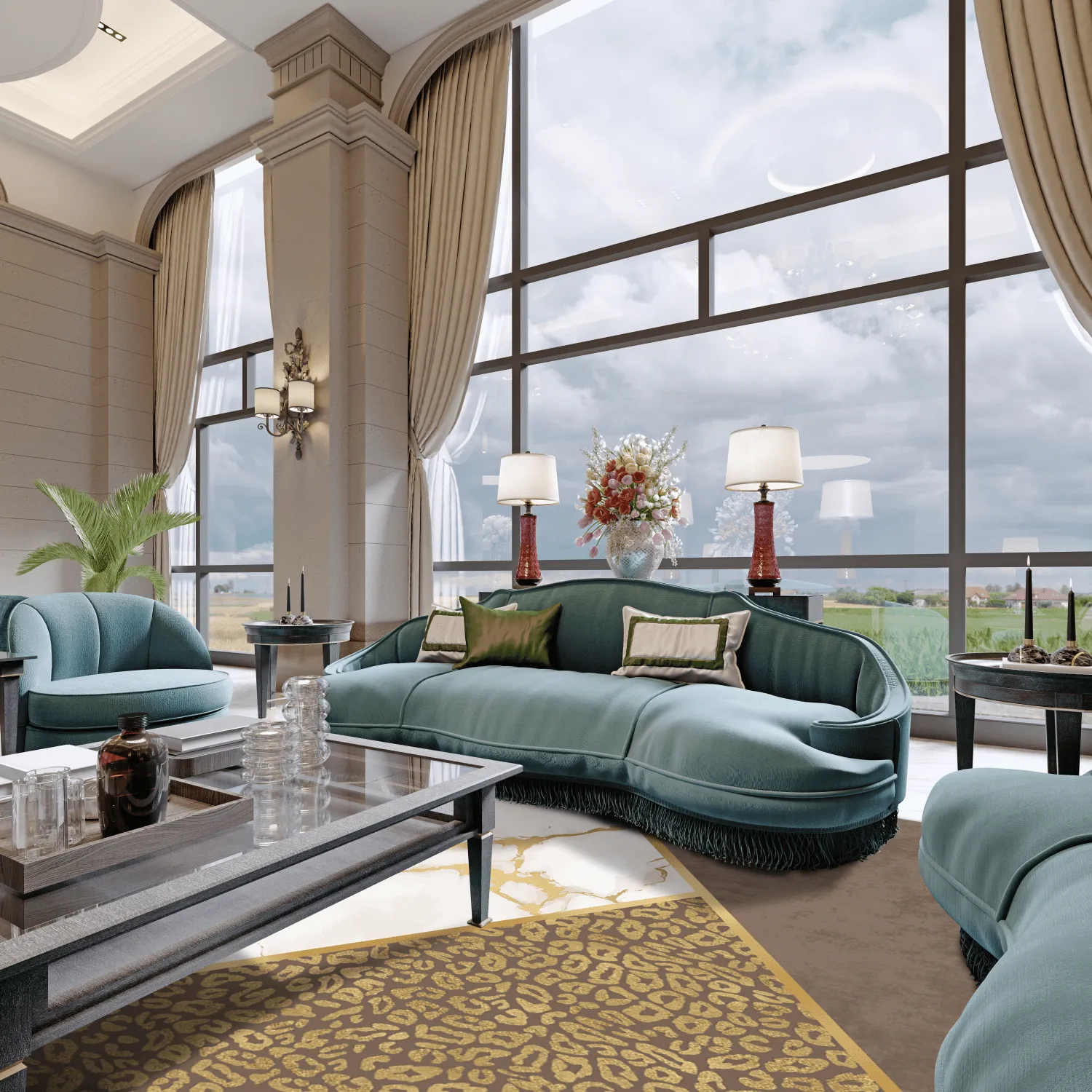 Tapete Wilton - Granada (marrom/branco/dourado)