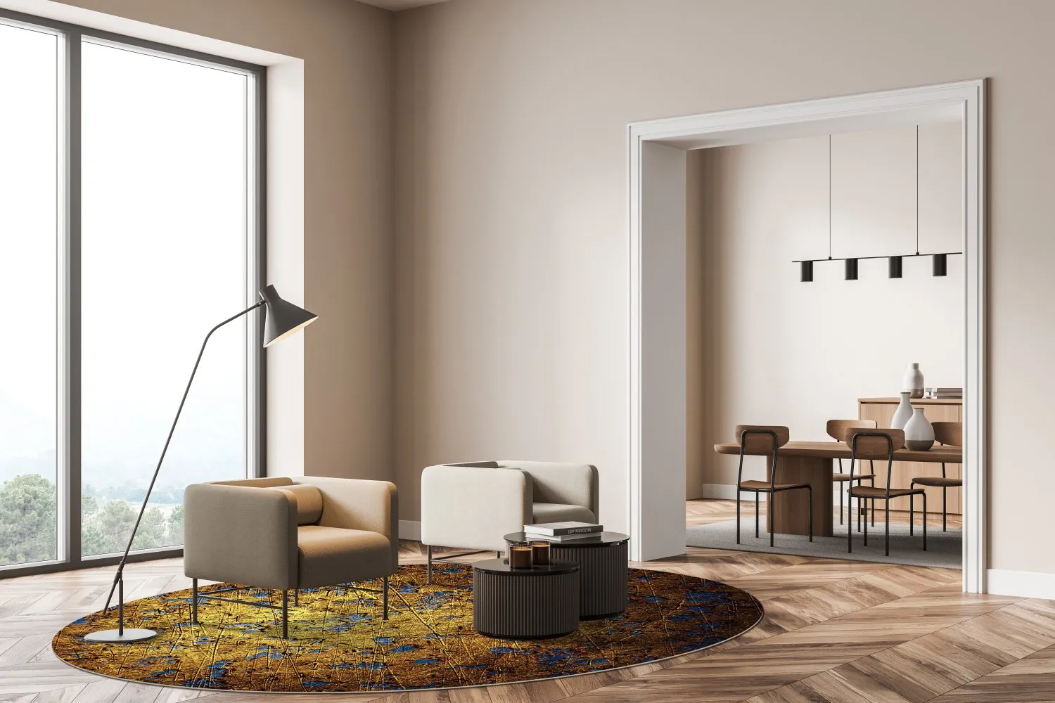 Tapete redondo - Leiria (dourado)