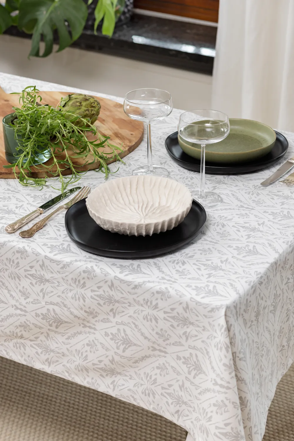 Toalha de mesa de algodão Helmi (cinza)