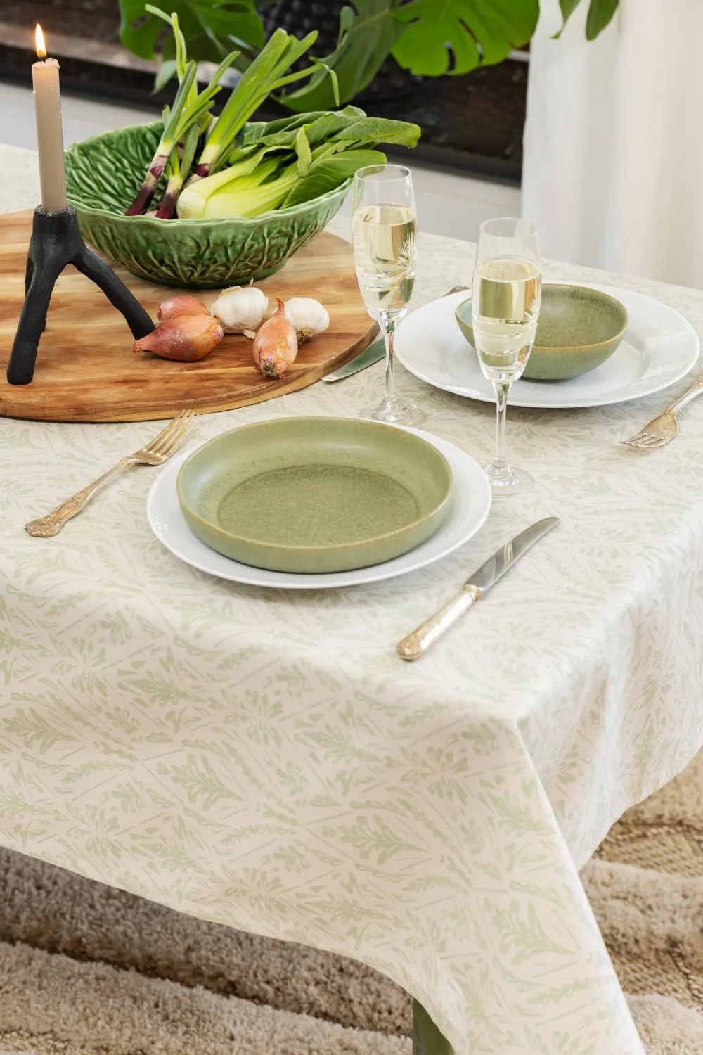 Toalha de mesa de algodão Helmi (verde)