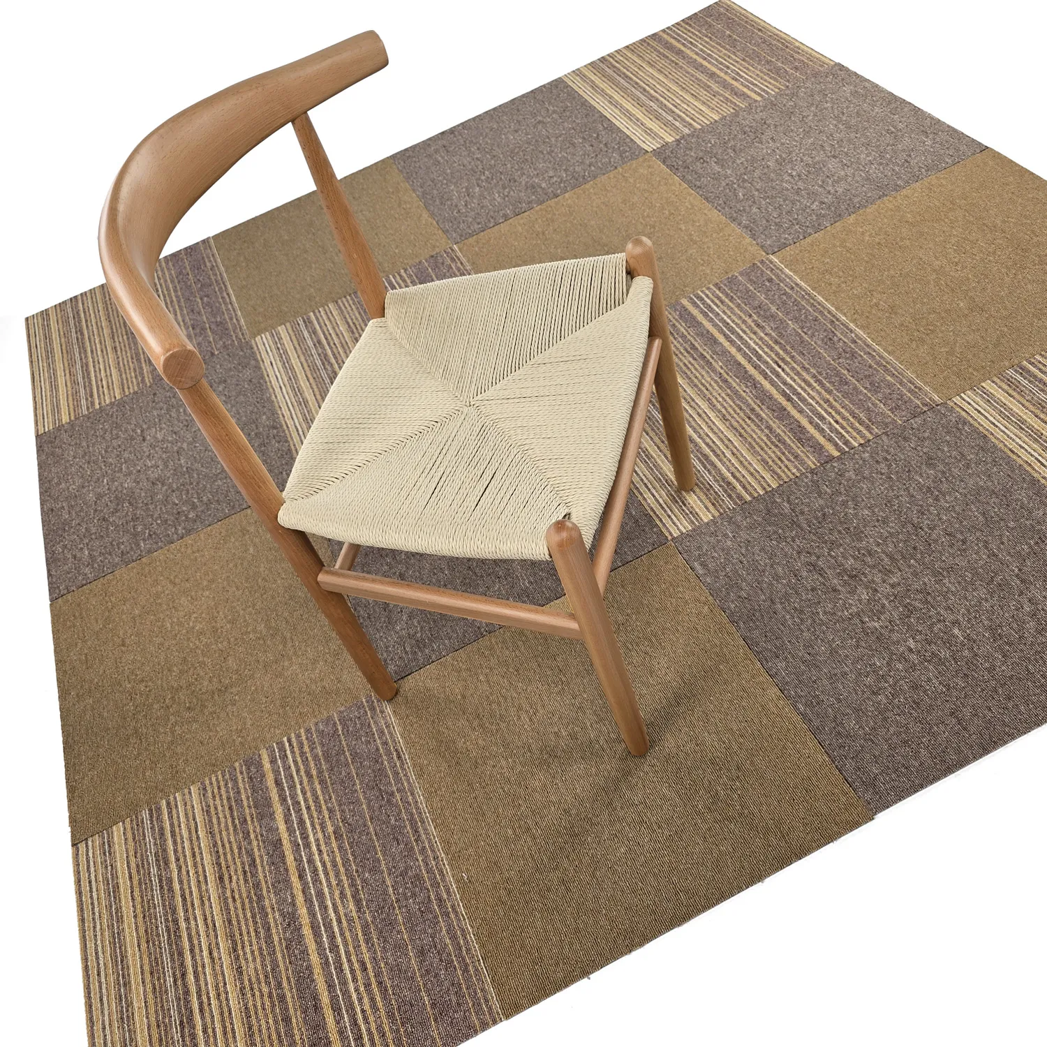 Alcatifa - Almeria Ladrilhos têxteis 24 unid. (castanho às riscas irregulares)