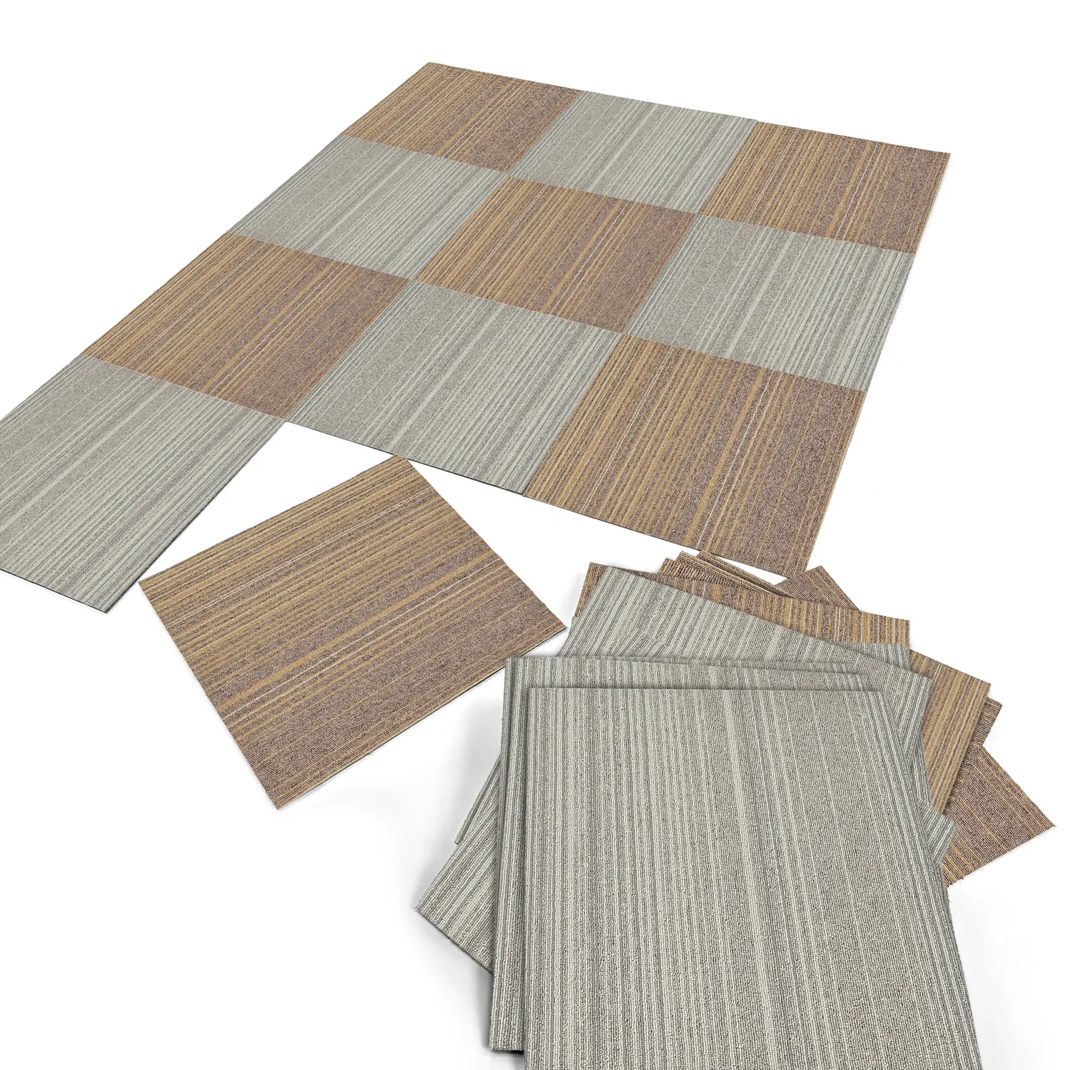 Alcatifa - Almeria Ladrilhos têxteis 24 unid. (castanho às riscas irregulares)