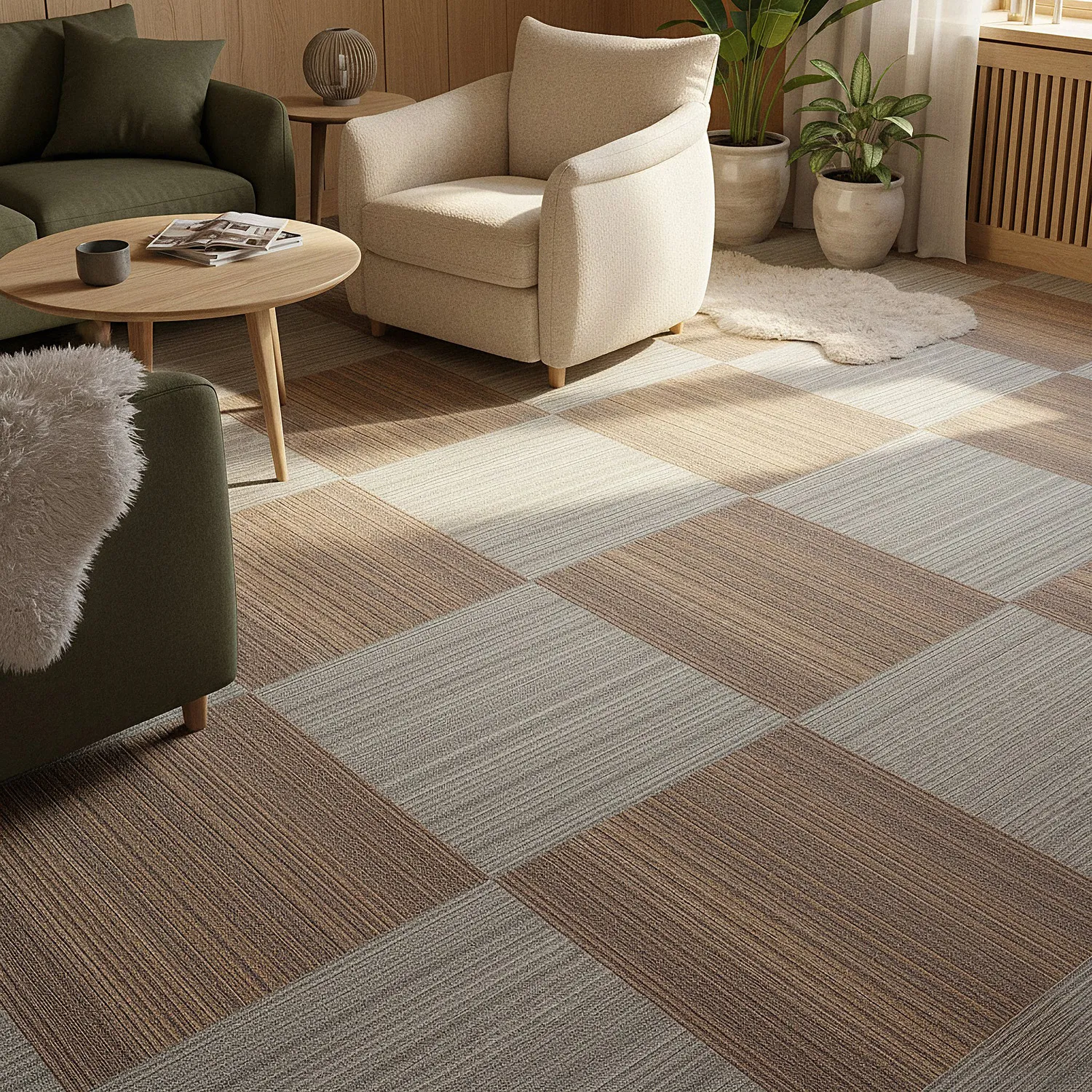 Alcatifa - Almeria Ladrilhos têxteis 24 unid. (cinzento às riscas irregulares)