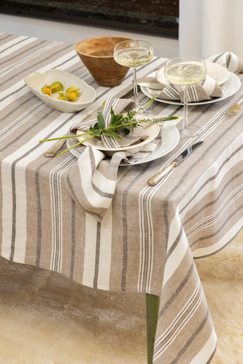 Toalha de mesa de linho Ilse (marrom/multi)