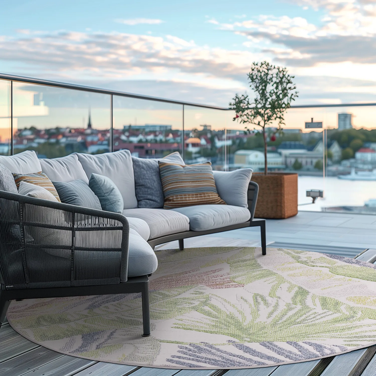 Tapete redondo - Indoor/Outdoor Havana (cream/multi)