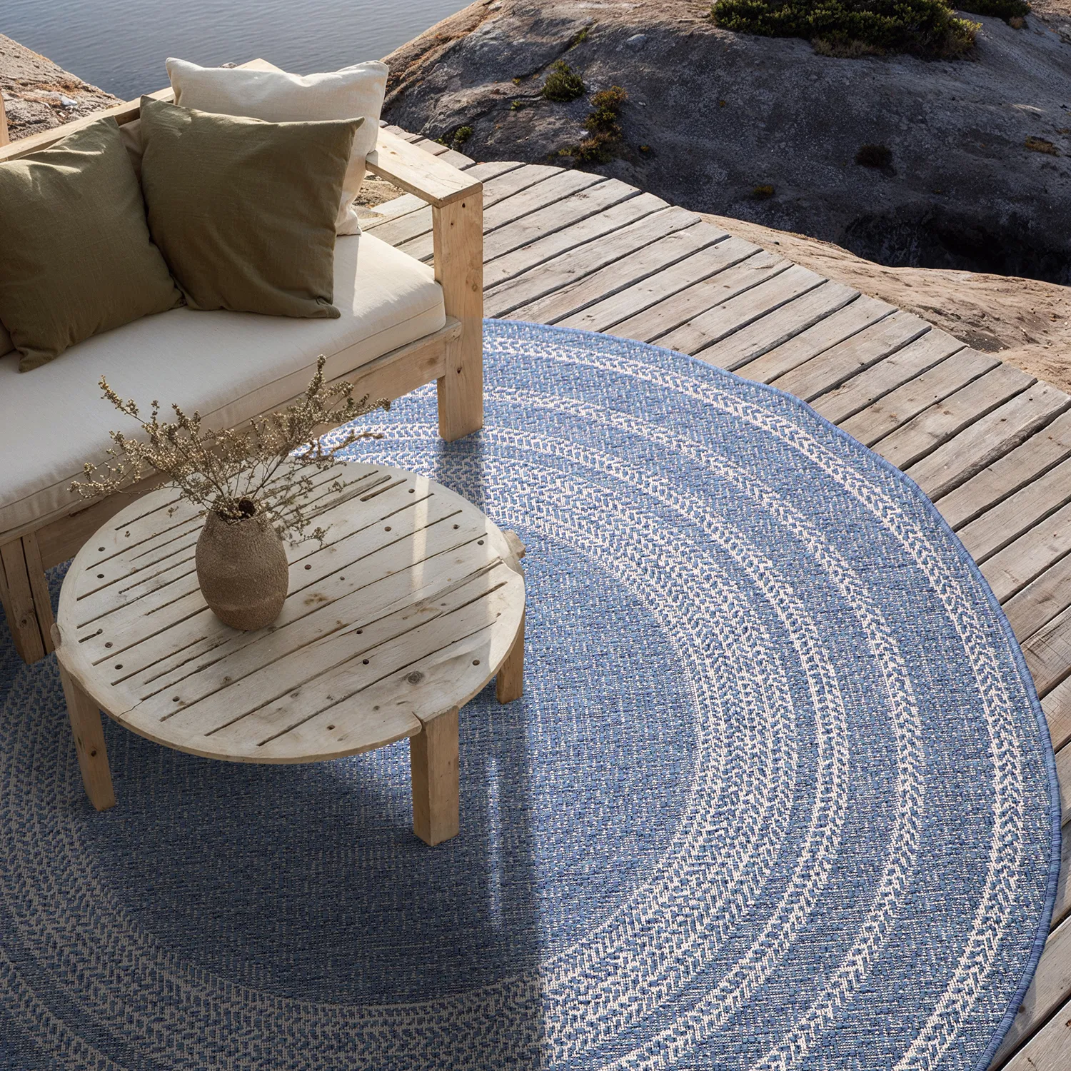 Tapete redondo - Indoor/Outdoor Angus (azul)