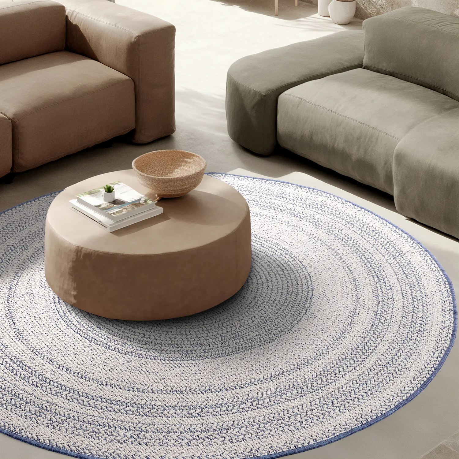 Tapete redondo - Indoor/Outdoor Angus (azul)