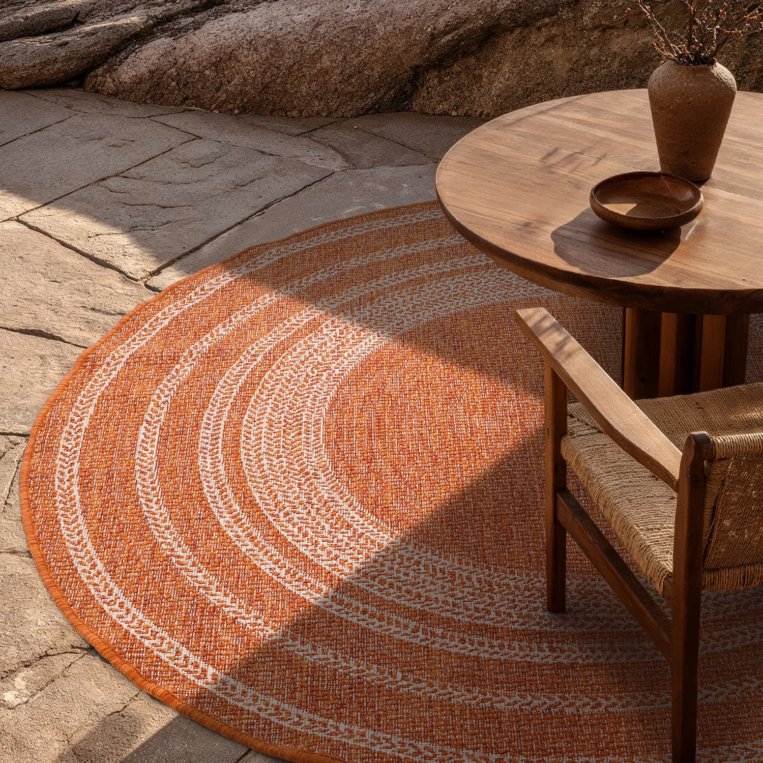 Tapete redondo - Indoor/Outdoor Angus (vermelho)