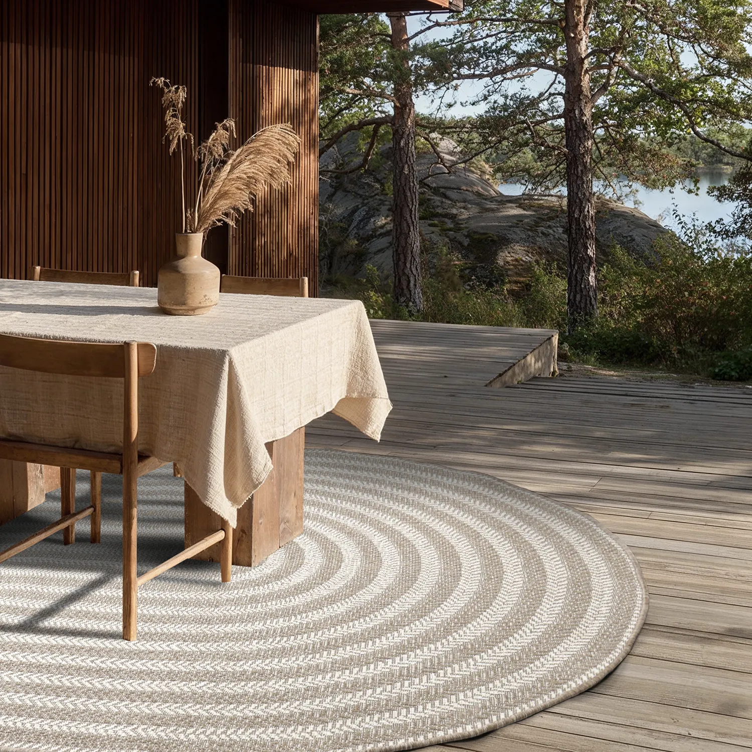 Tapete oval - Indoor/outdoor Leander (bege)