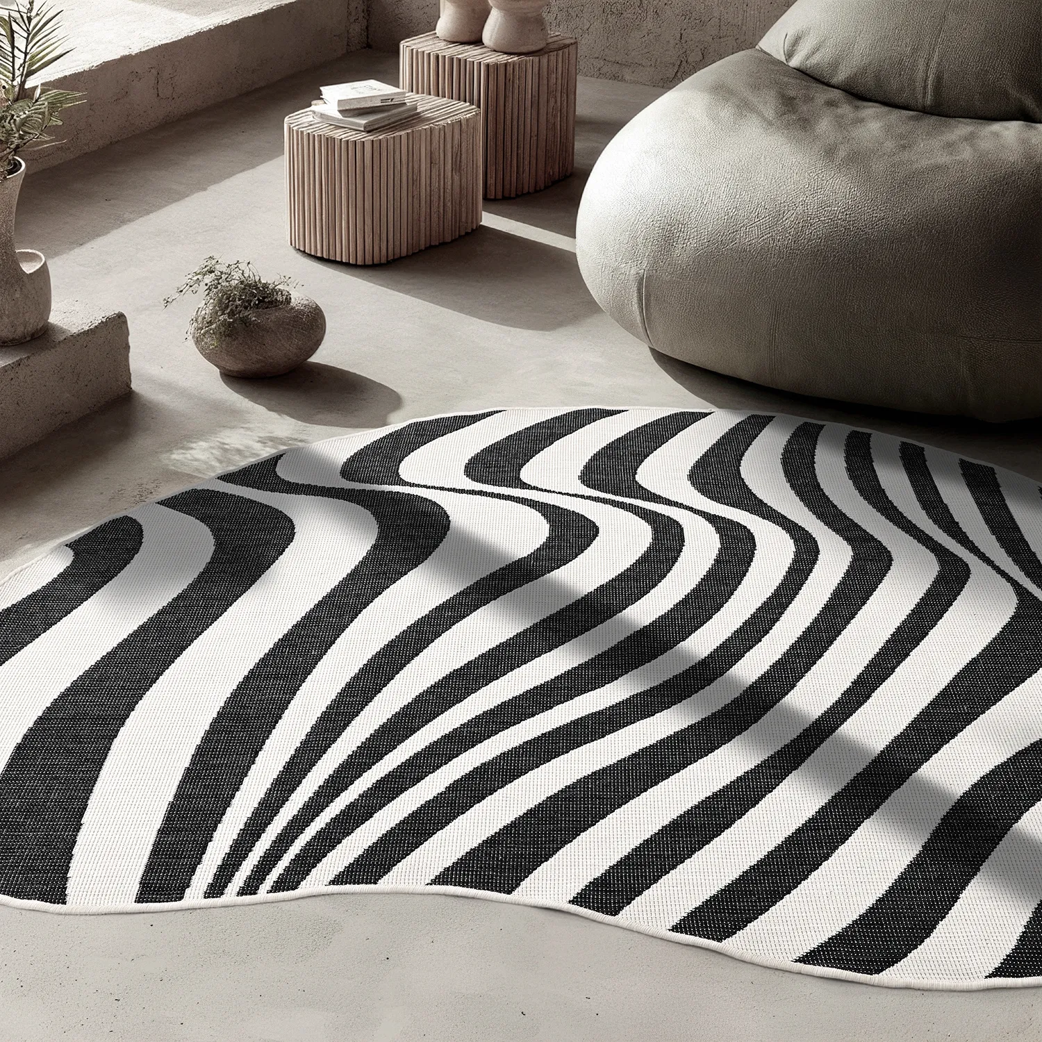 Tapete para interior e exterior - utomhusmatta - Remina (preto/branco)