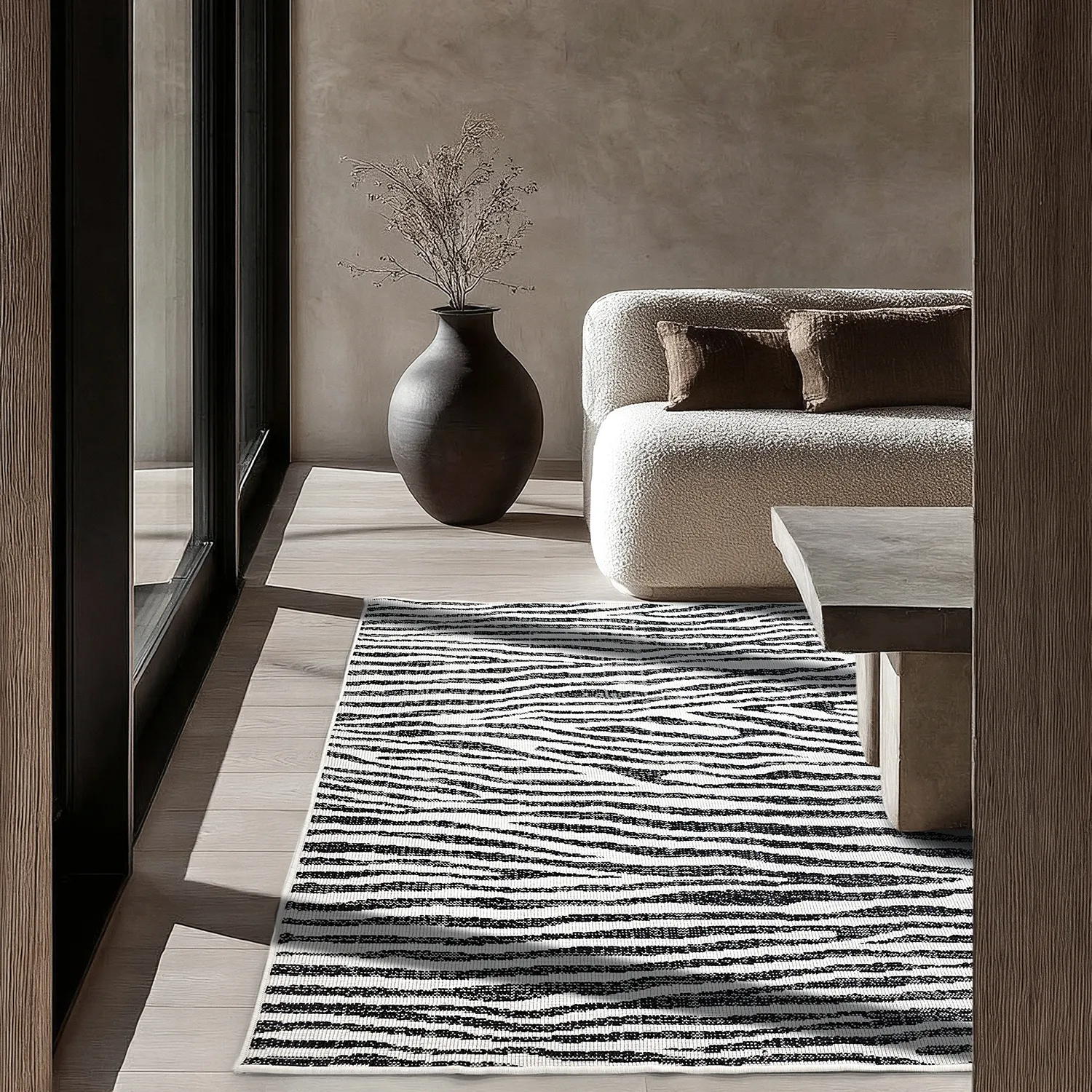 Tapete para interior e exterior - utomhusmatta - Vaura (preto/branco)