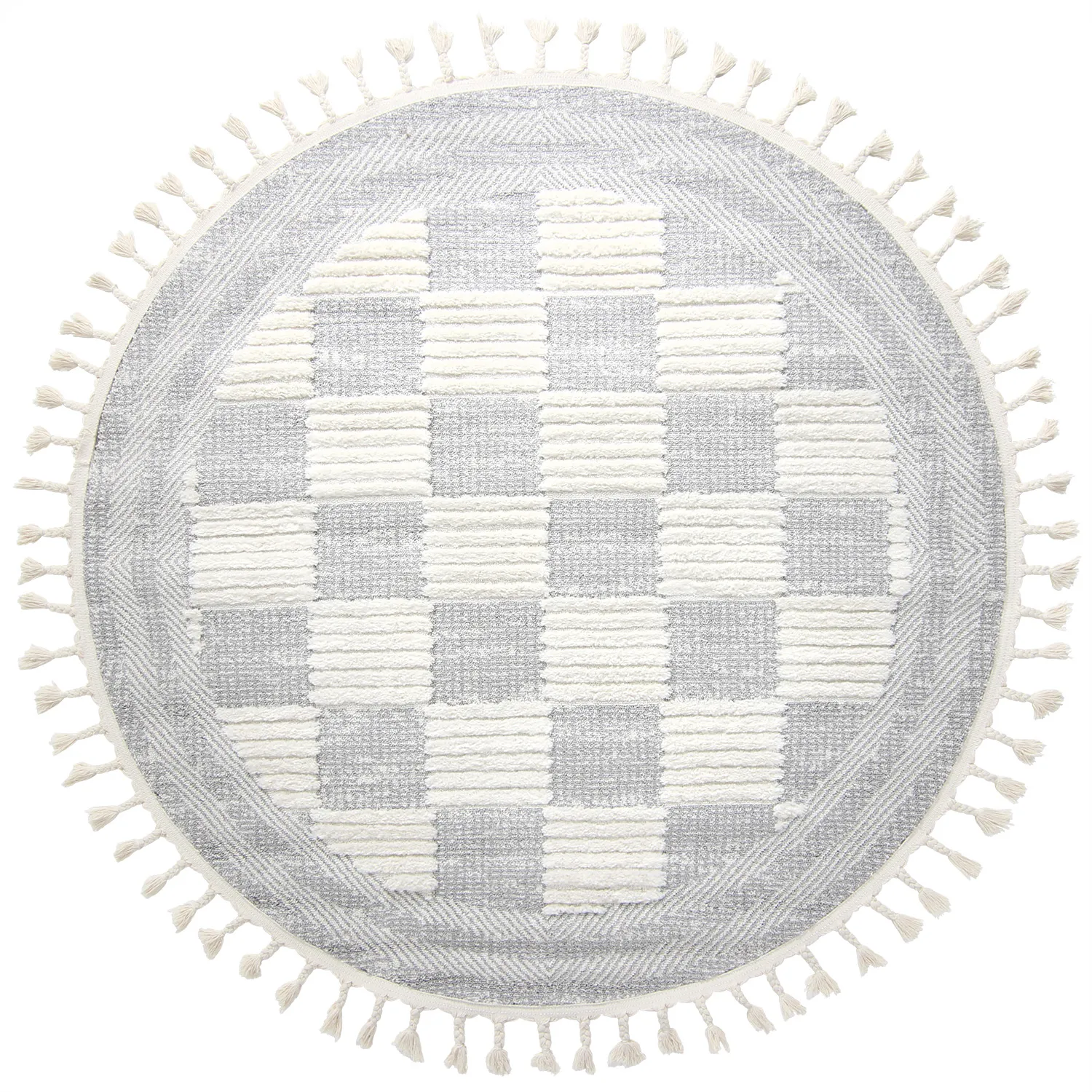 Tapete redondo - Austin (cinza/offwhite)