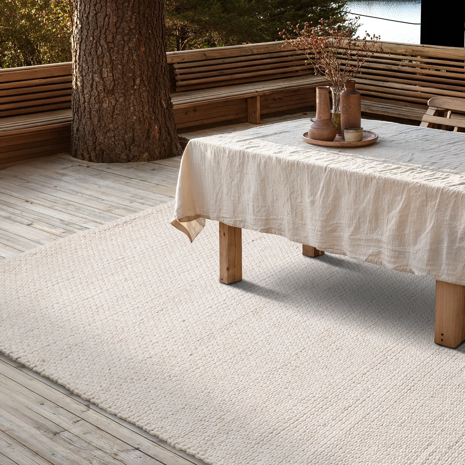 Tapete para interior e exterior - Arco Wool Look (creme)