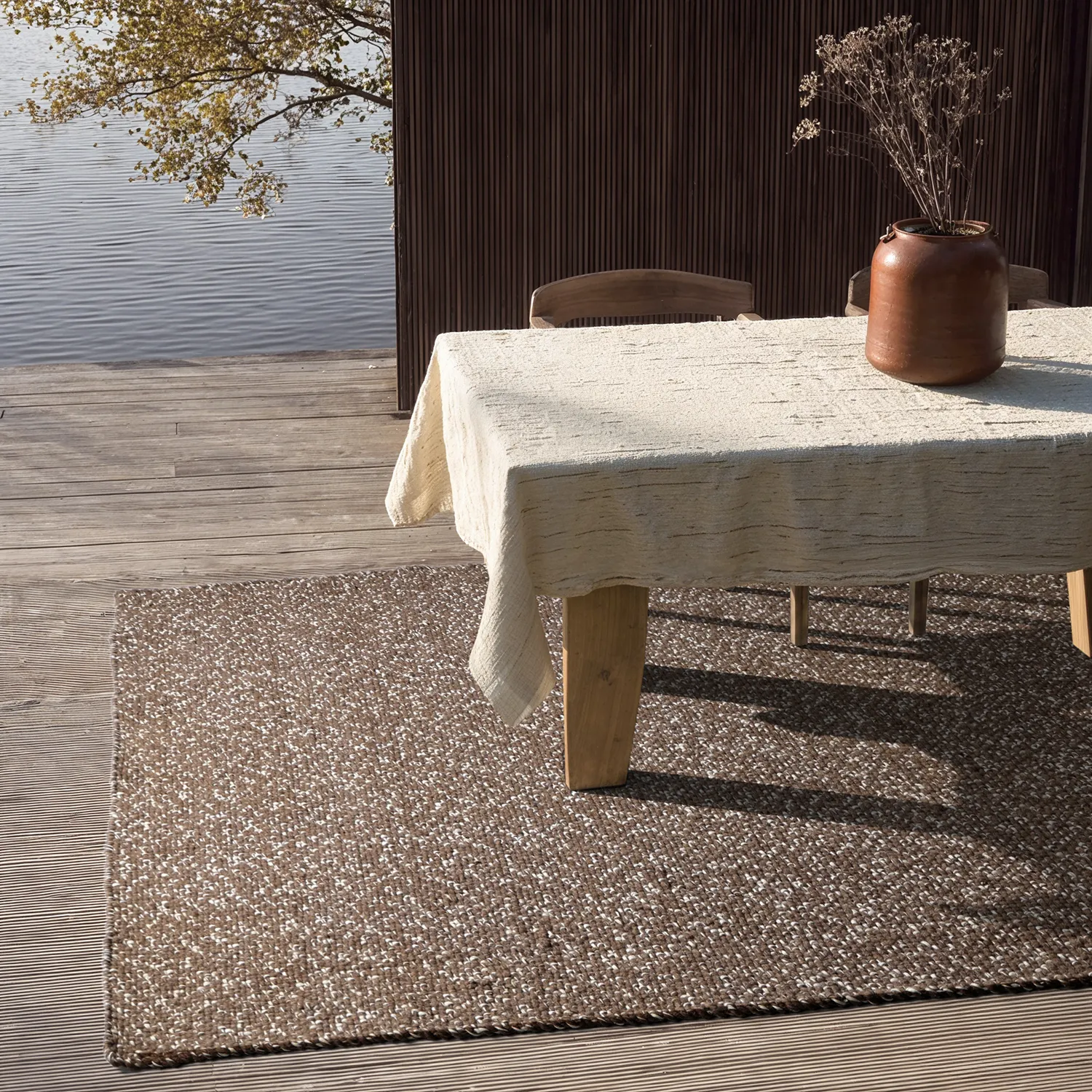 Tapete para interior e exterior - Orta Wool Look (marrom)