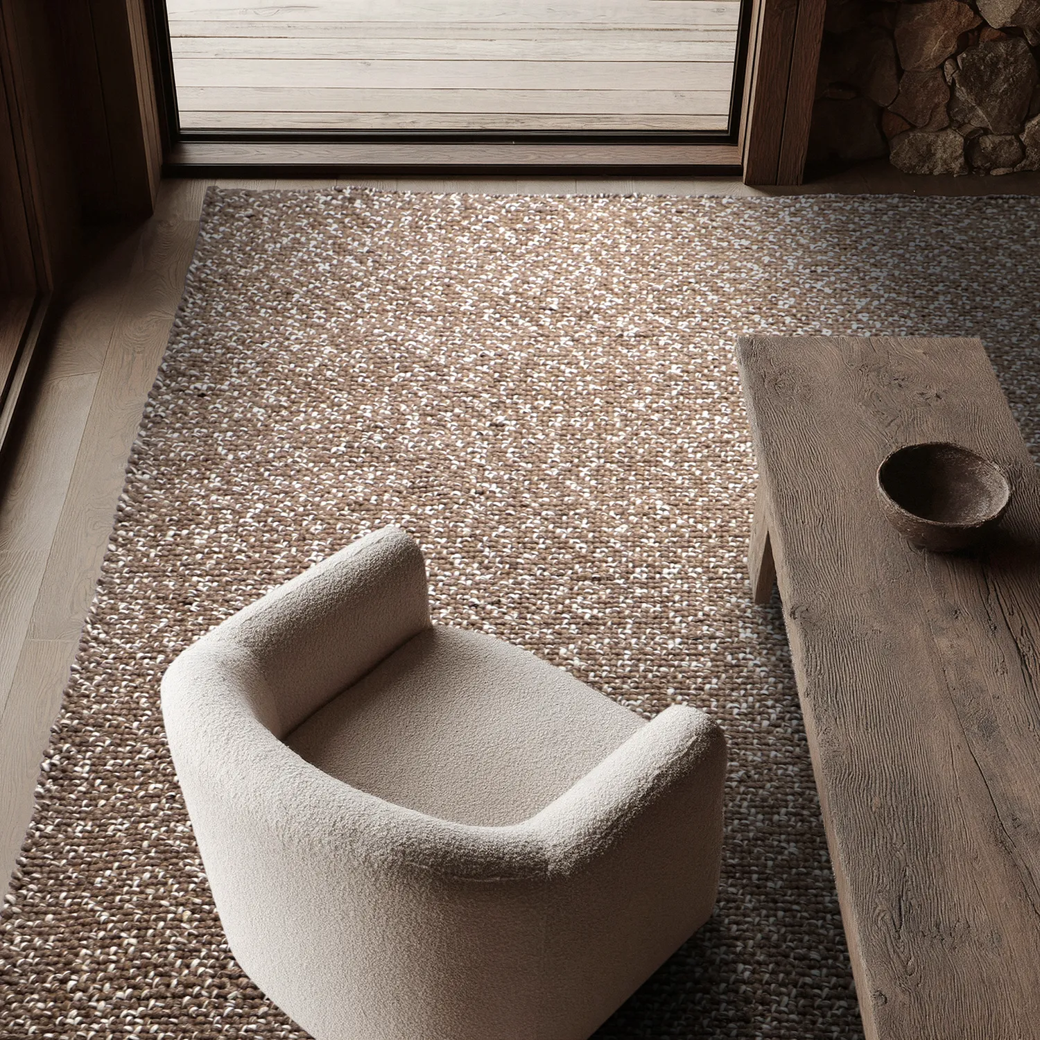 Tapete para interior e exterior - Orta Wool Look (marrom)