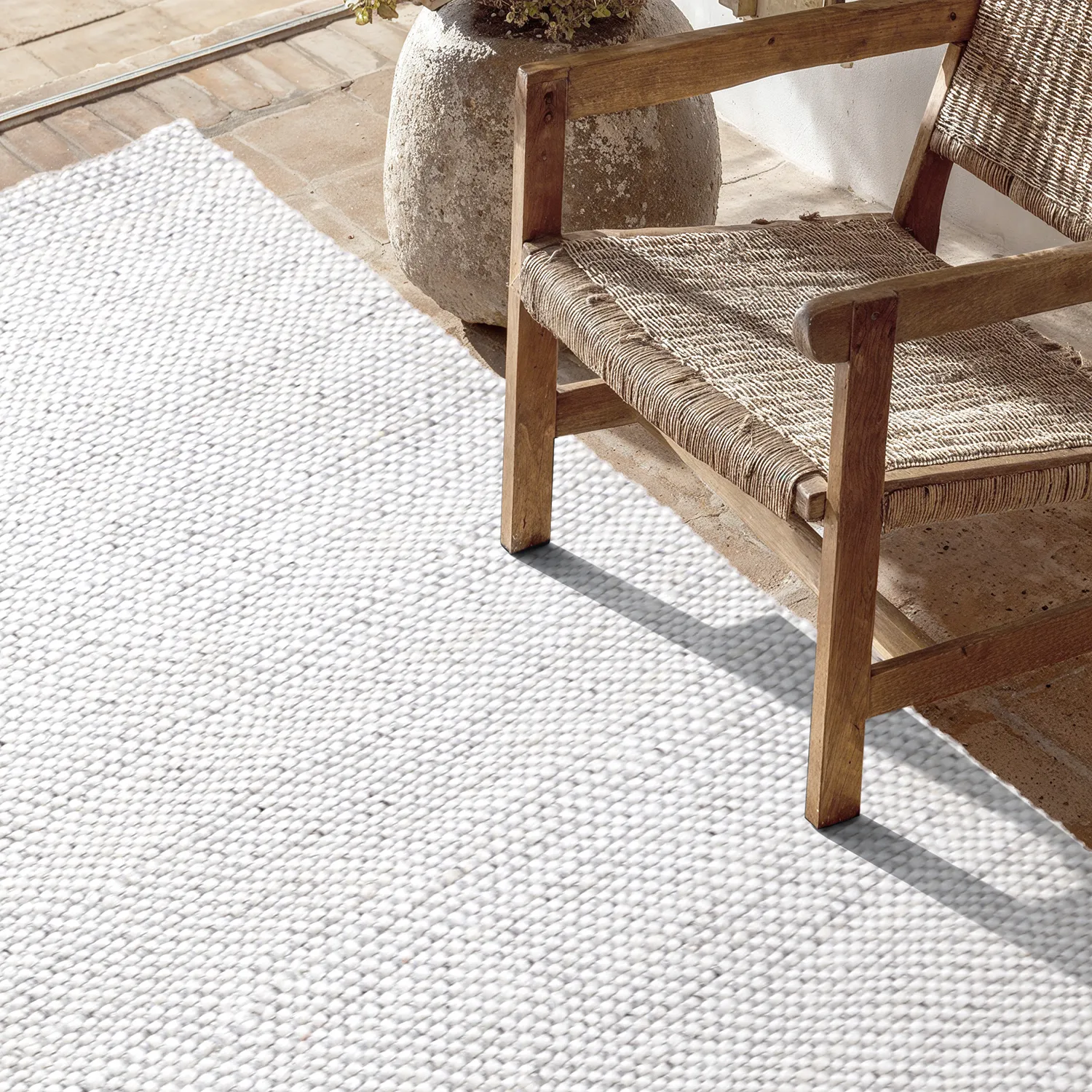 Tapete para interior e exterior - Orta Wool Look (cinza claro)