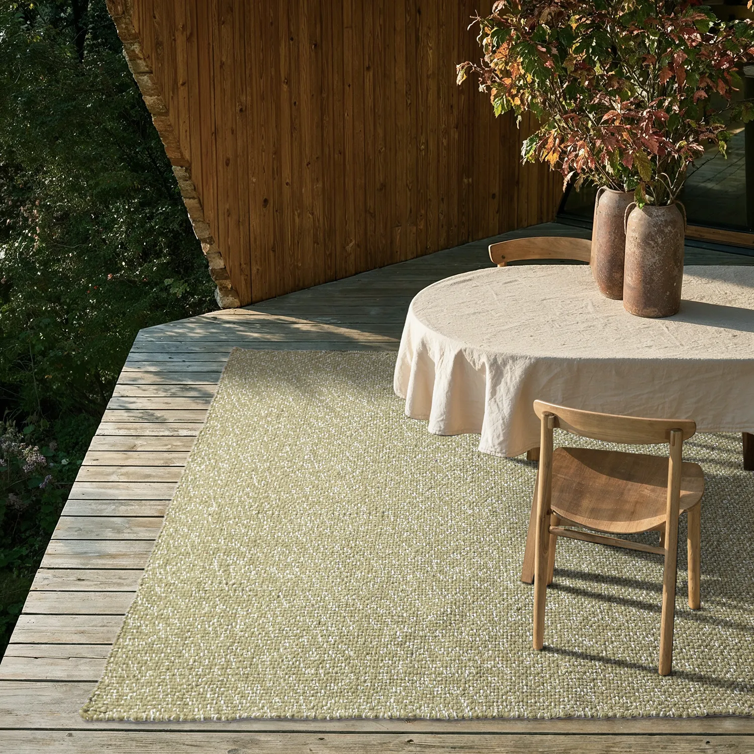 Tapete para interior e exterior - Orta Wool Look (verde musgo)