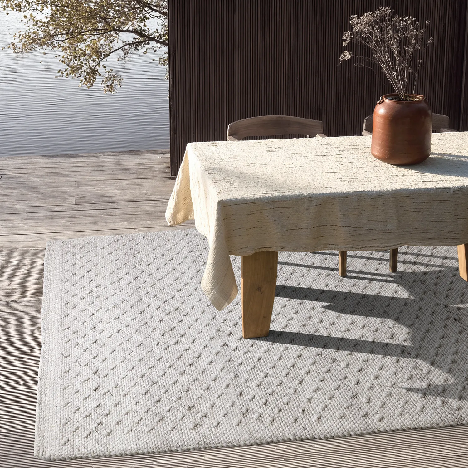 Tapete para interior e exterior - Todi Wool Look (cinza/bege)